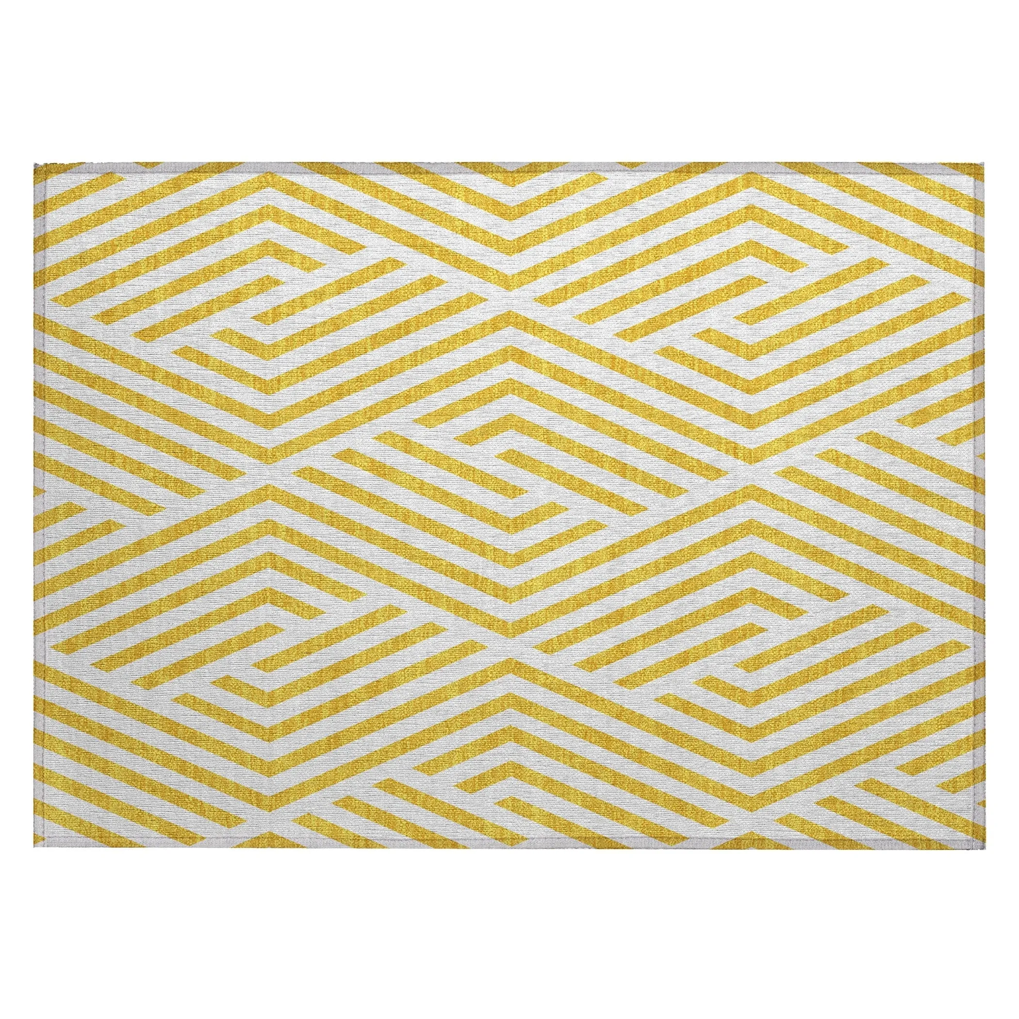 Machine Washable Indoor/ Outdoor Modern Diamonds Chantille Rug