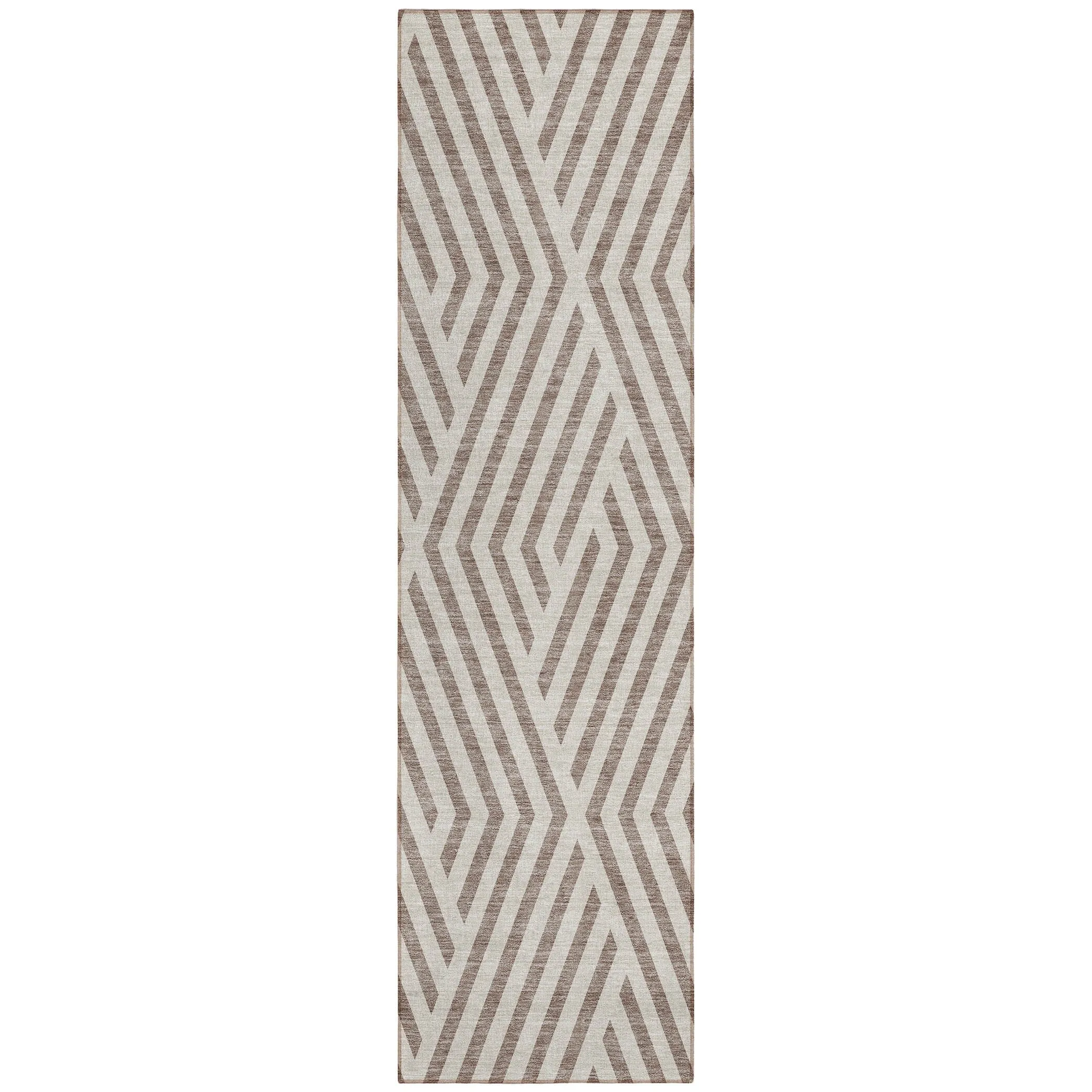 Machine Washable Indoor/ Outdoor Modern Diamonds Chantille Rug