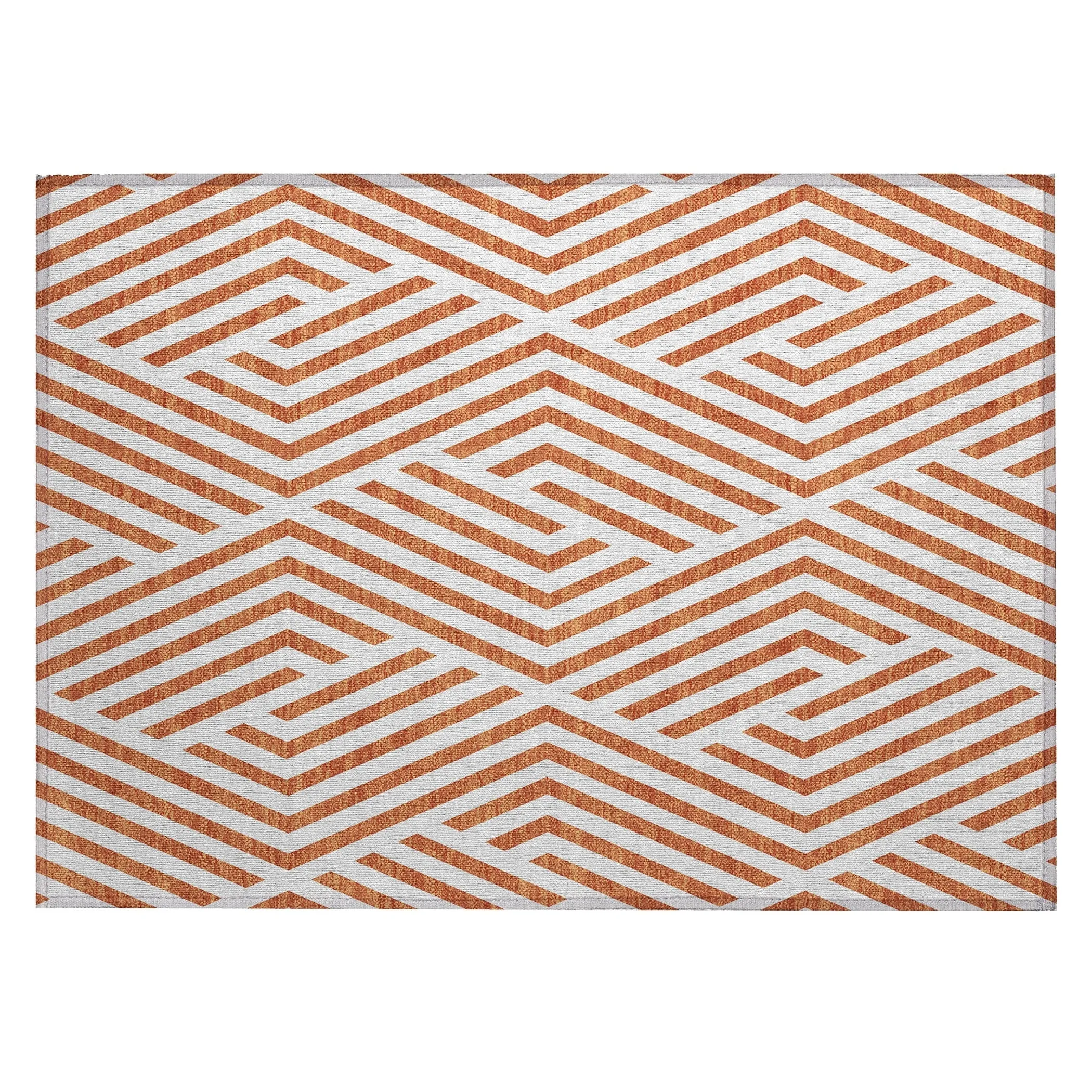 Machine Washable Indoor/ Outdoor Modern Diamonds Chantille Rug