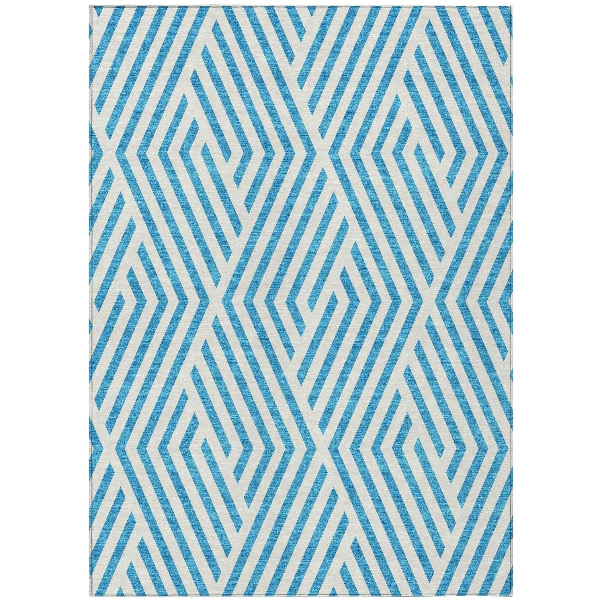 Machine Washable Indoor/ Outdoor Modern Diamonds Chantille Rug