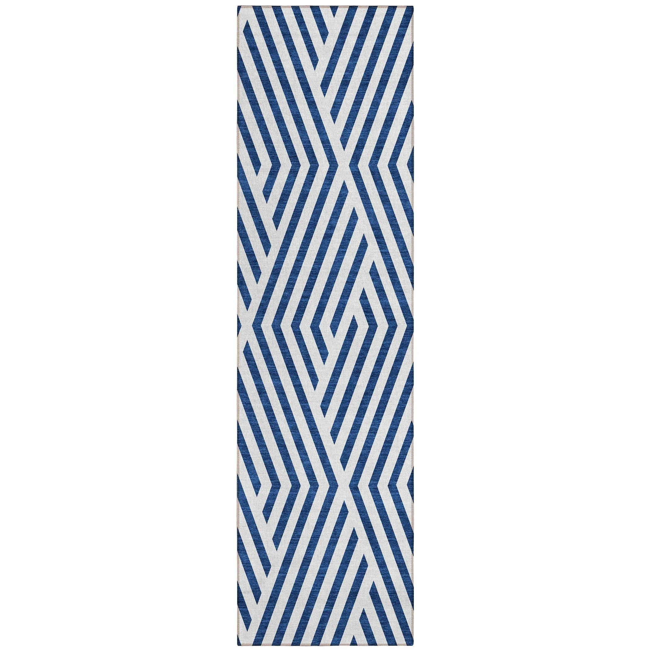 Machine Washable Indoor/ Outdoor Modern Diamonds Chantille Rug