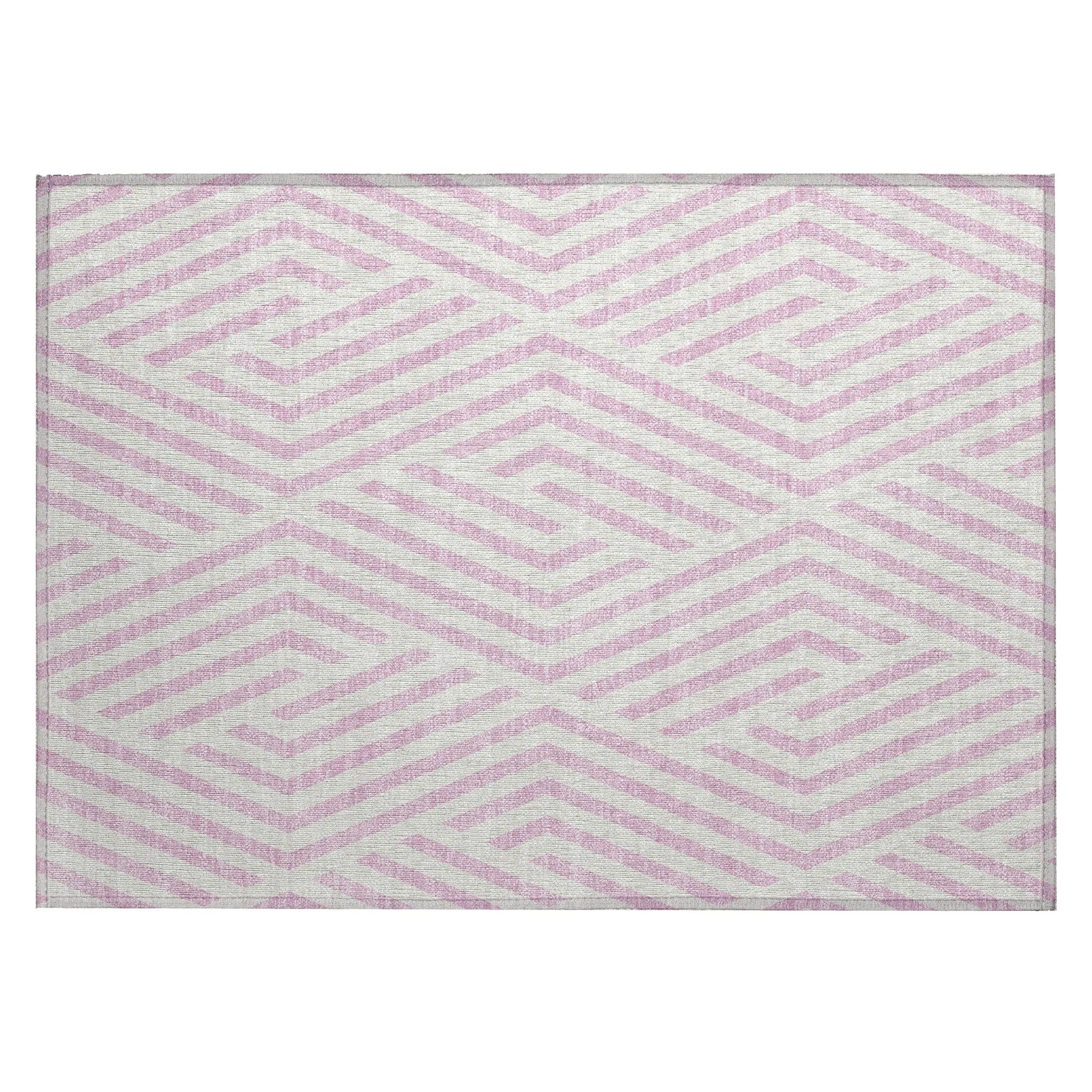 Machine Washable Indoor/ Outdoor Modern Diamonds Chantille Rug