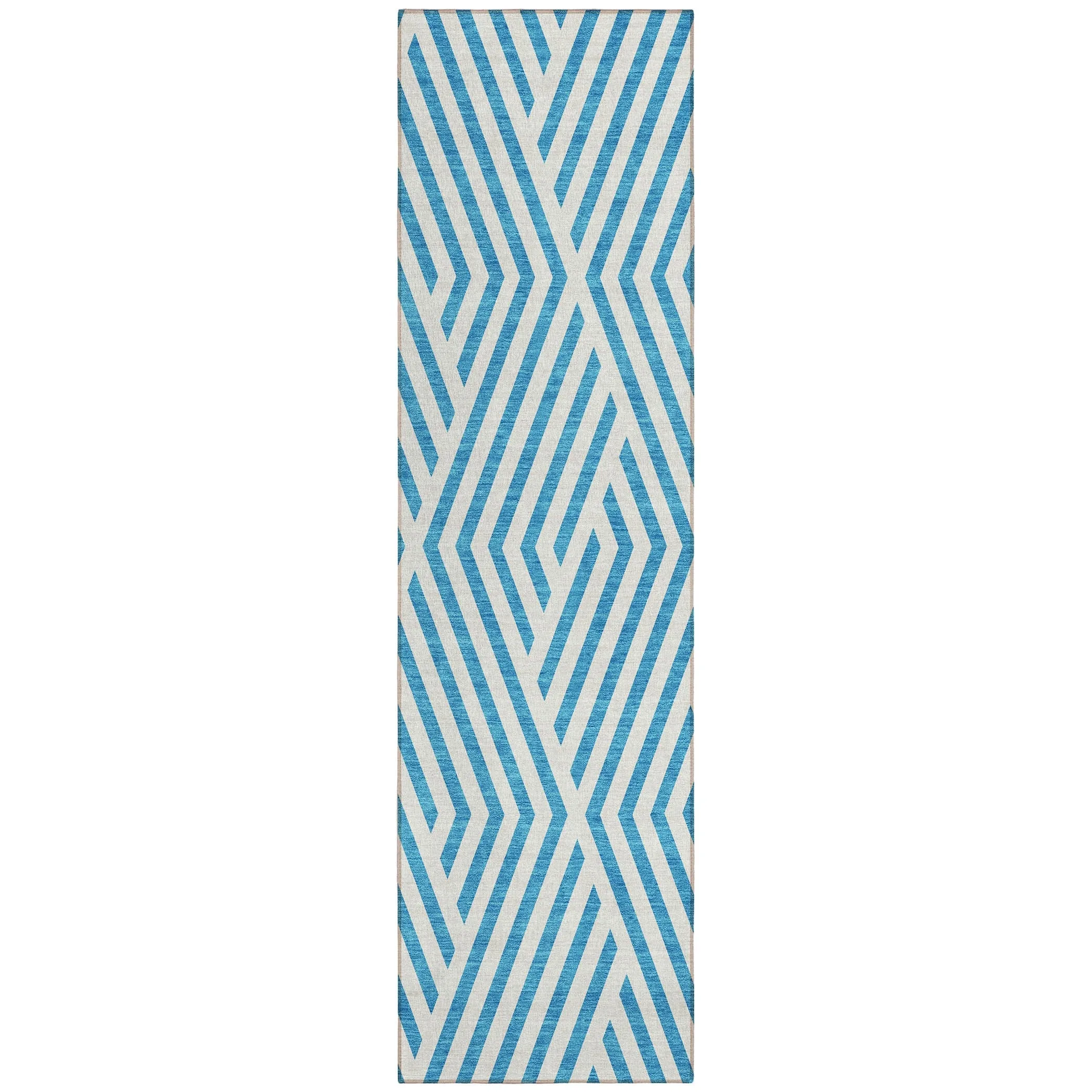 Machine Washable Indoor/ Outdoor Modern Diamonds Chantille Rug