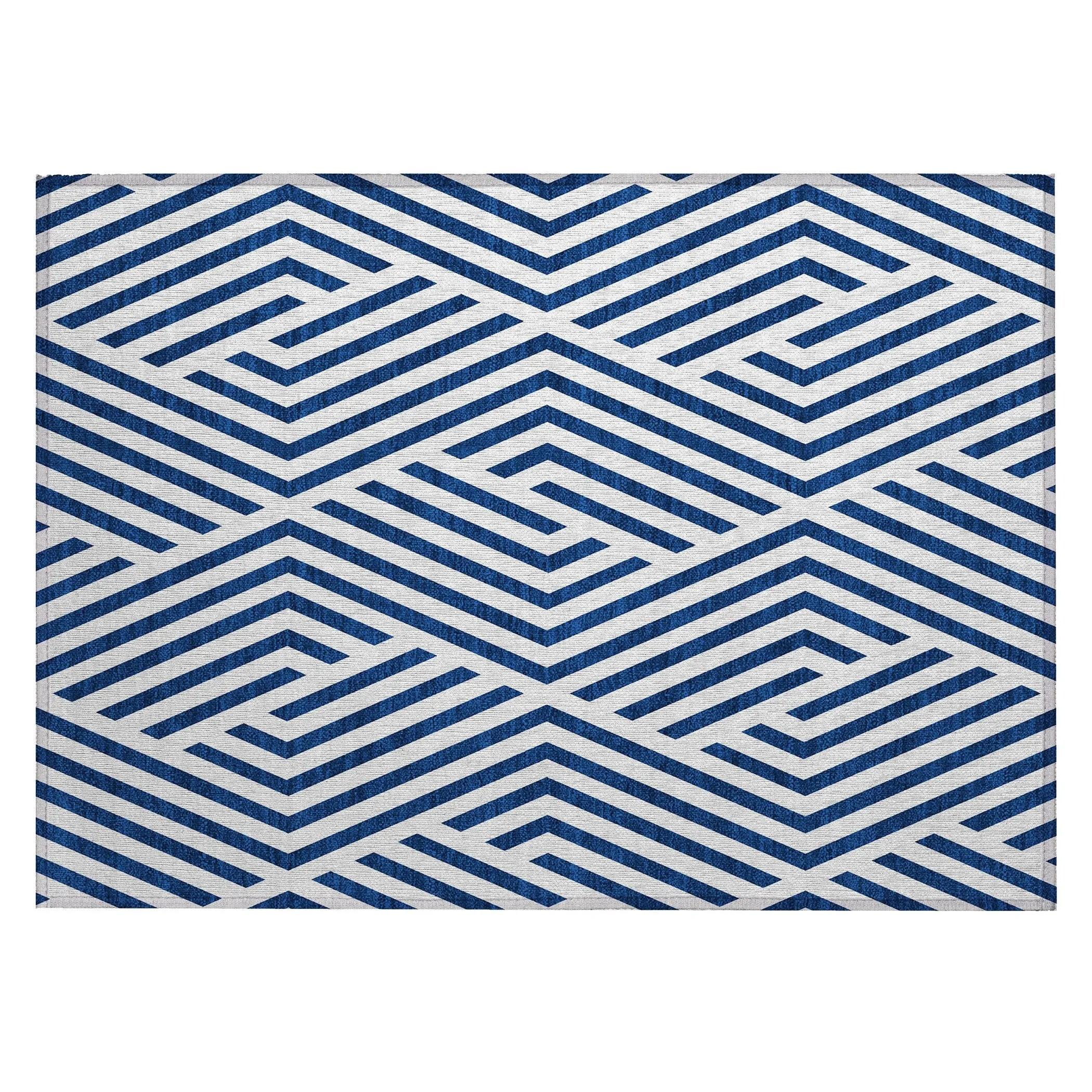 Machine Washable Indoor/ Outdoor Modern Diamonds Chantille Rug