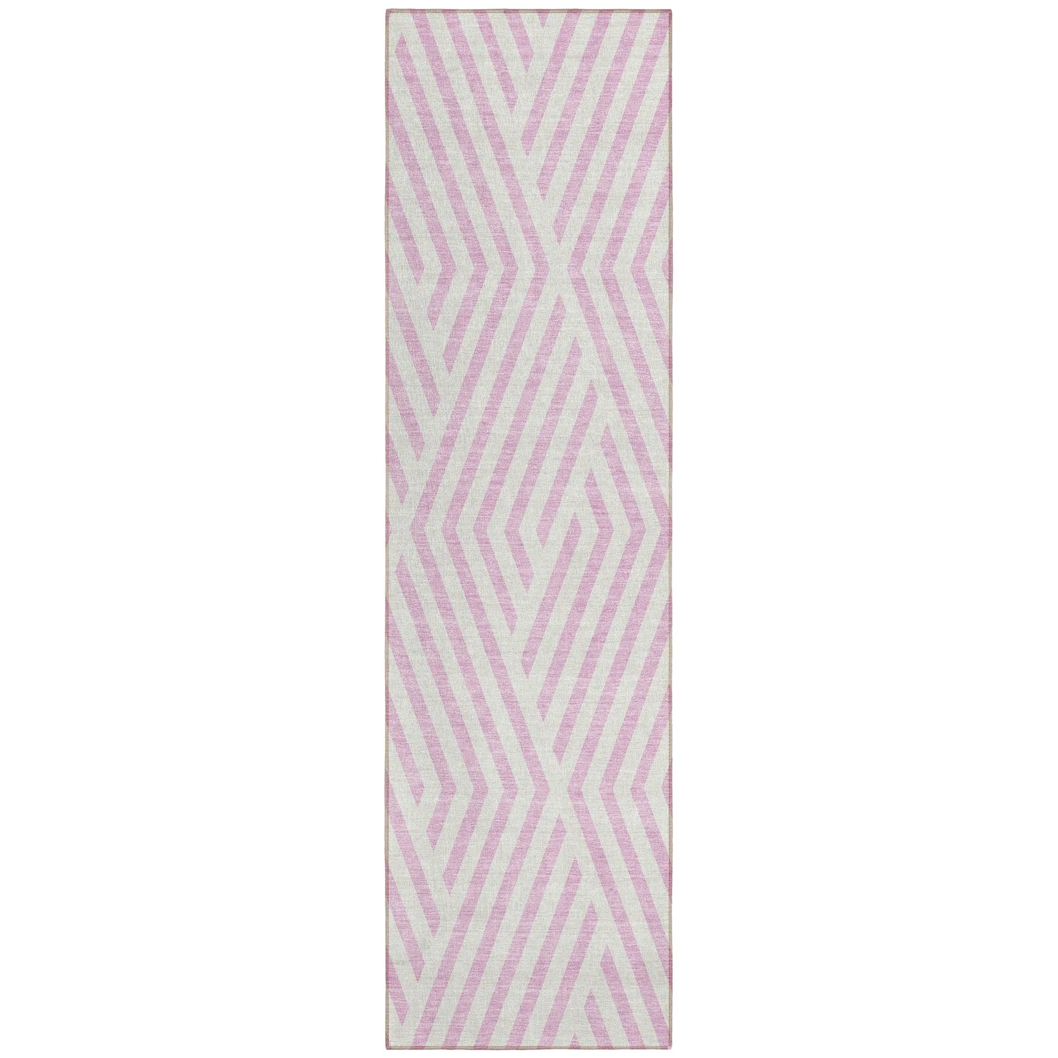Machine Washable Indoor/ Outdoor Modern Diamonds Chantille Rug