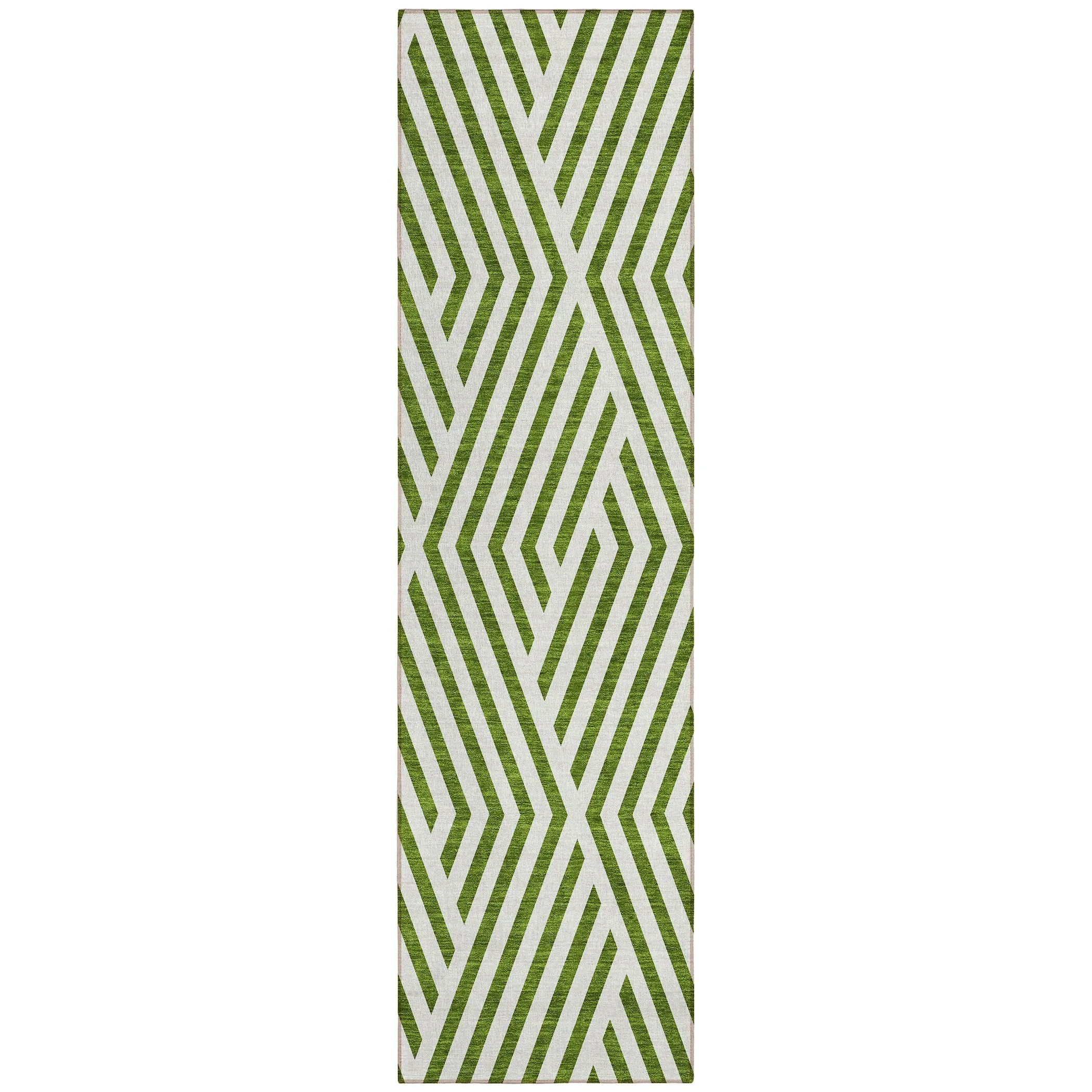 Machine Washable Indoor/ Outdoor Modern Diamonds Chantille Rug