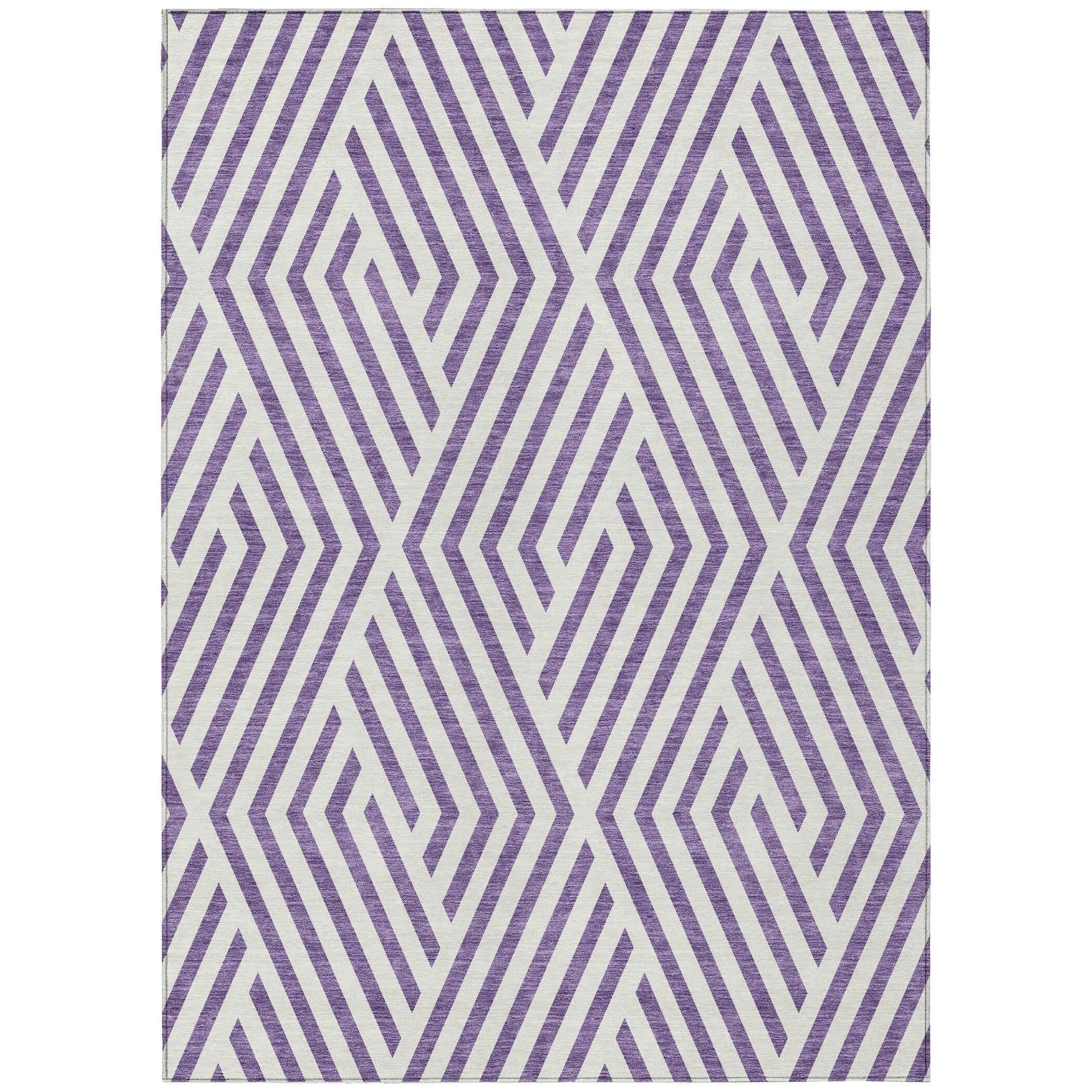 Machine Washable Indoor/ Outdoor Modern Diamonds Chantille Rug