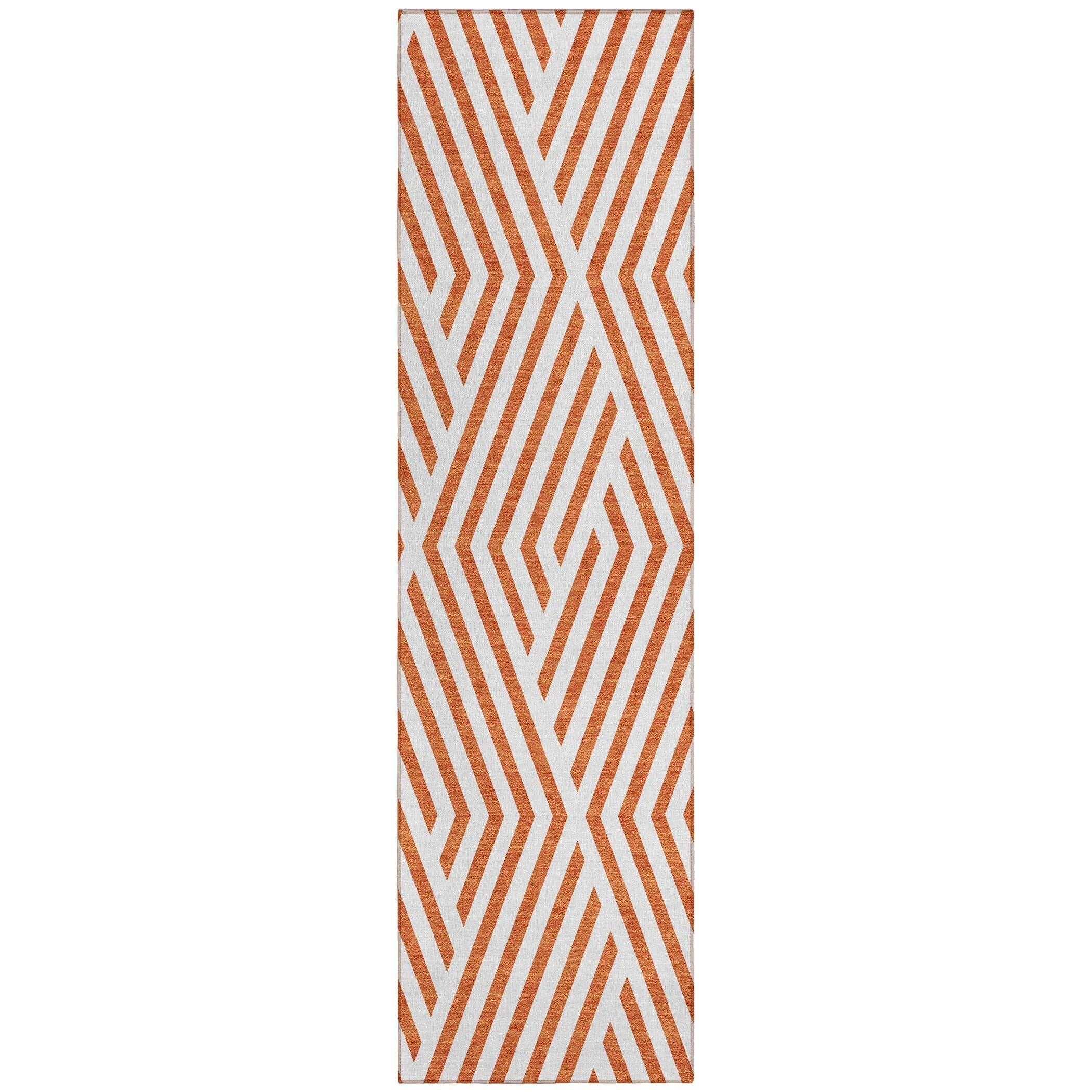 Machine Washable Indoor/ Outdoor Modern Diamonds Chantille Rug