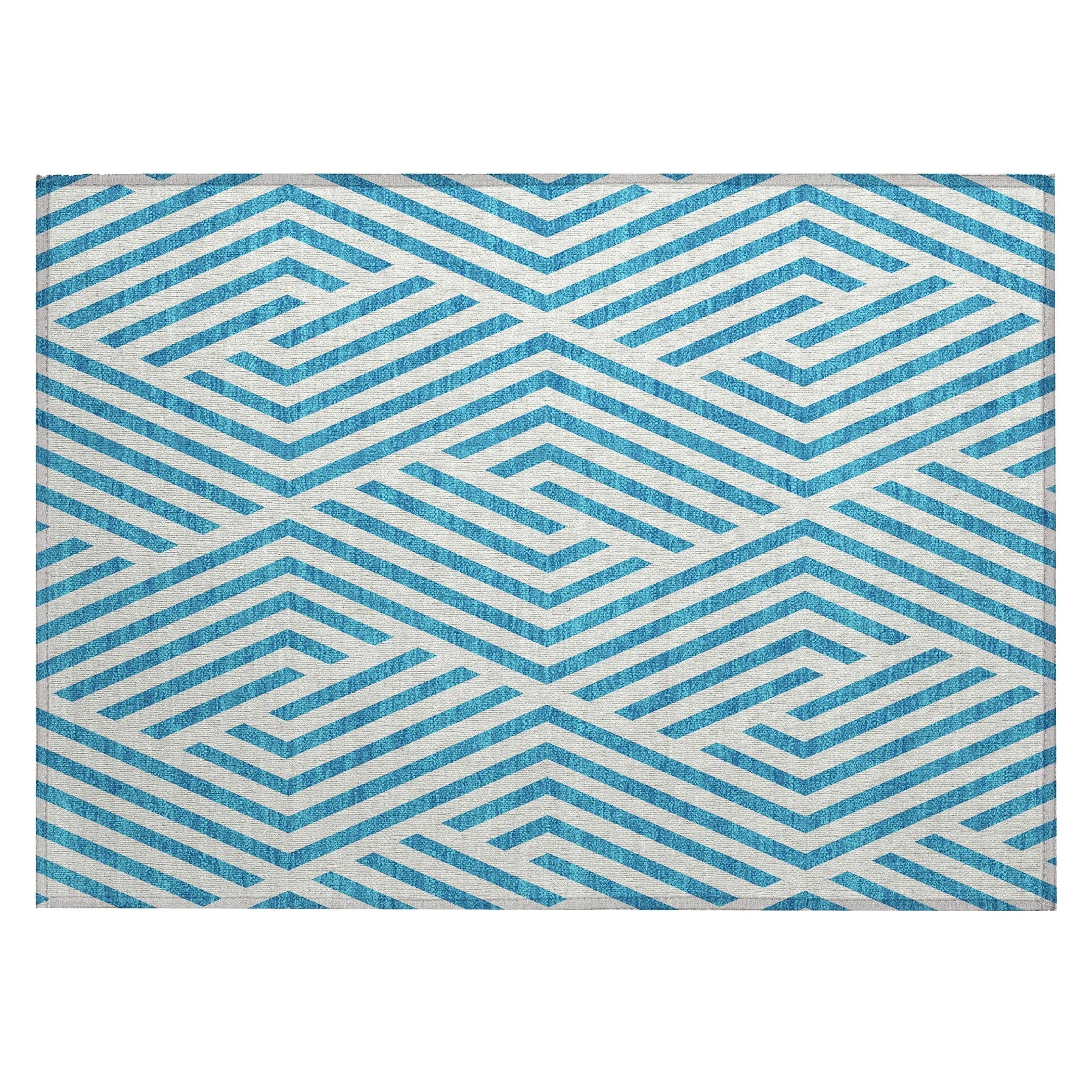 Machine Washable Indoor/ Outdoor Modern Diamonds Chantille Rug