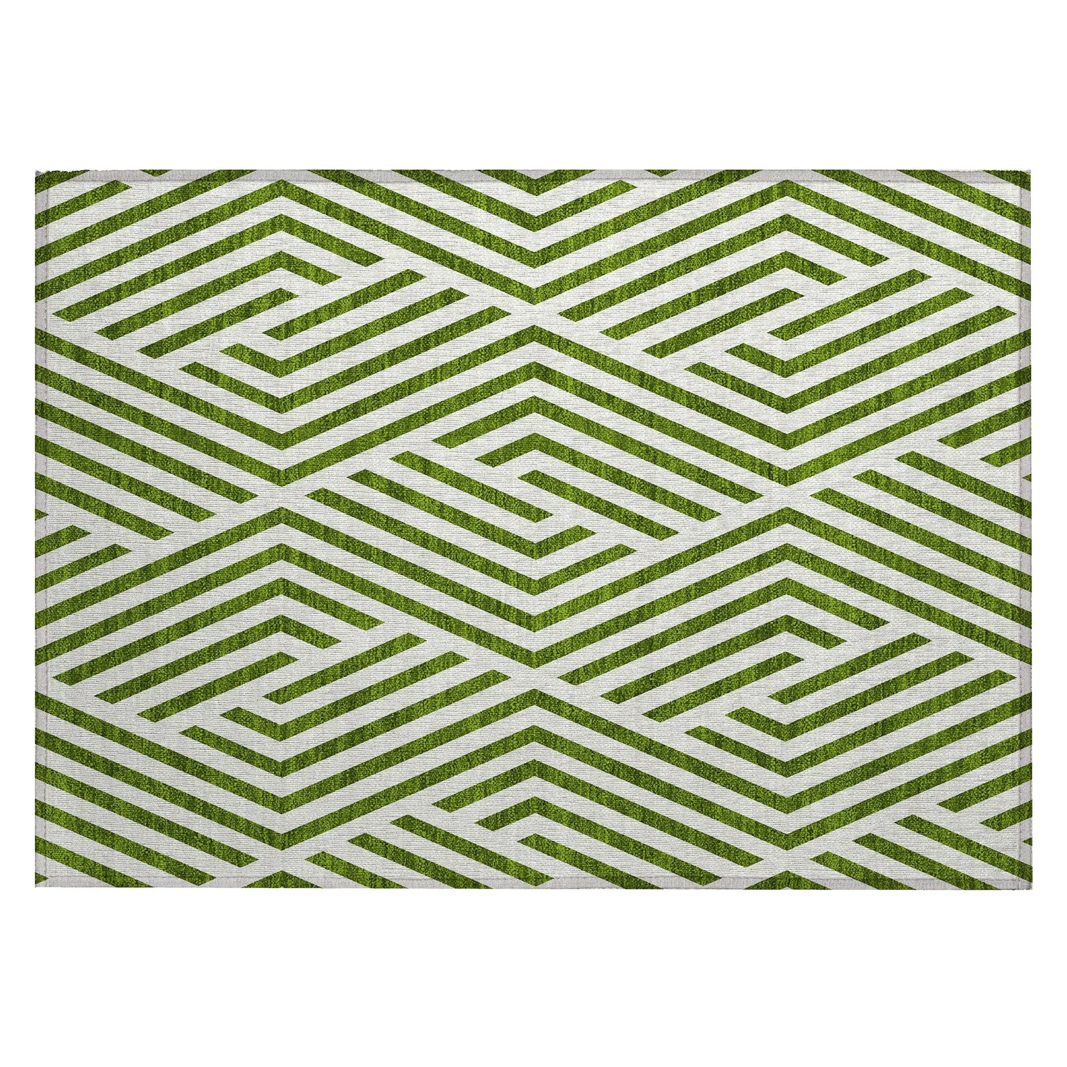 Machine Washable Indoor/ Outdoor Modern Diamonds Chantille Rug