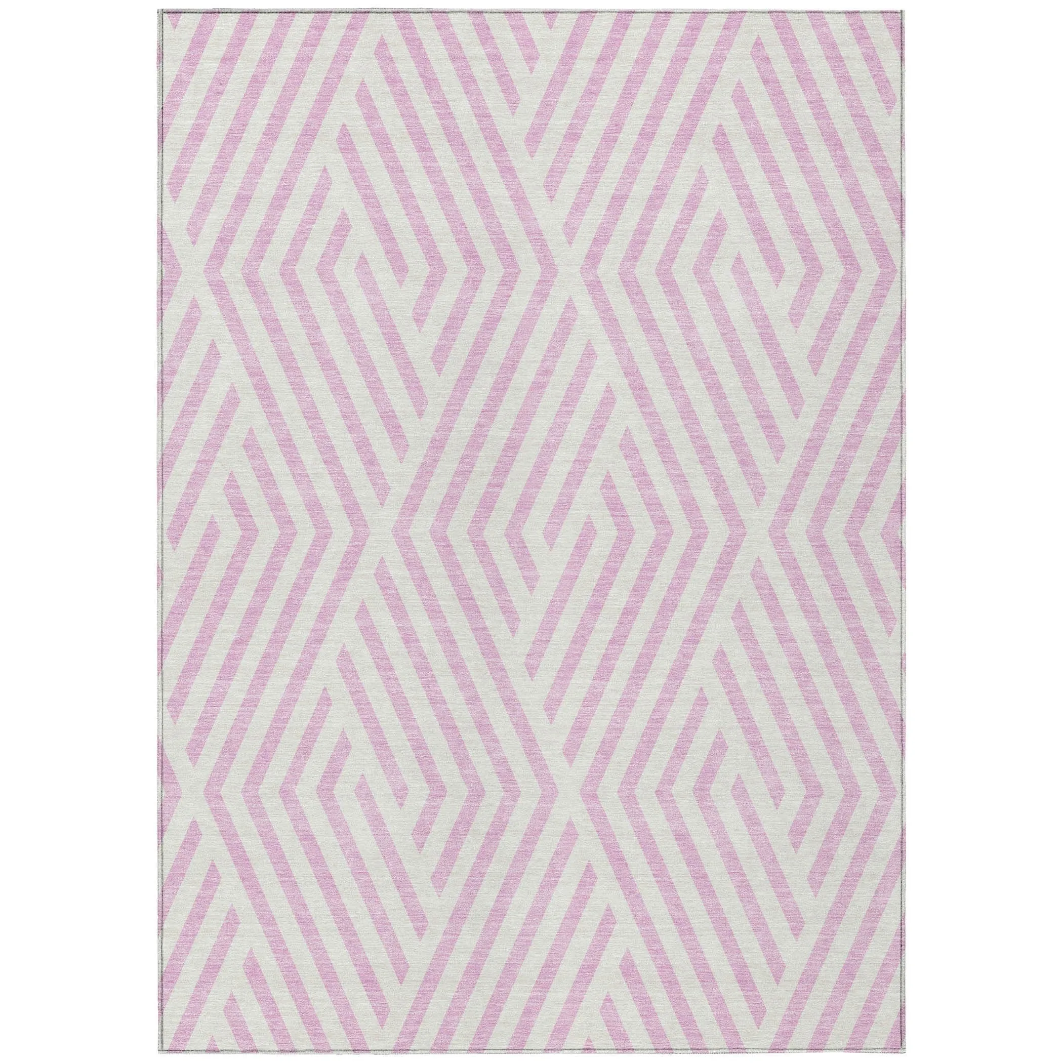 Machine Washable Indoor/ Outdoor Modern Diamonds Chantille Rug