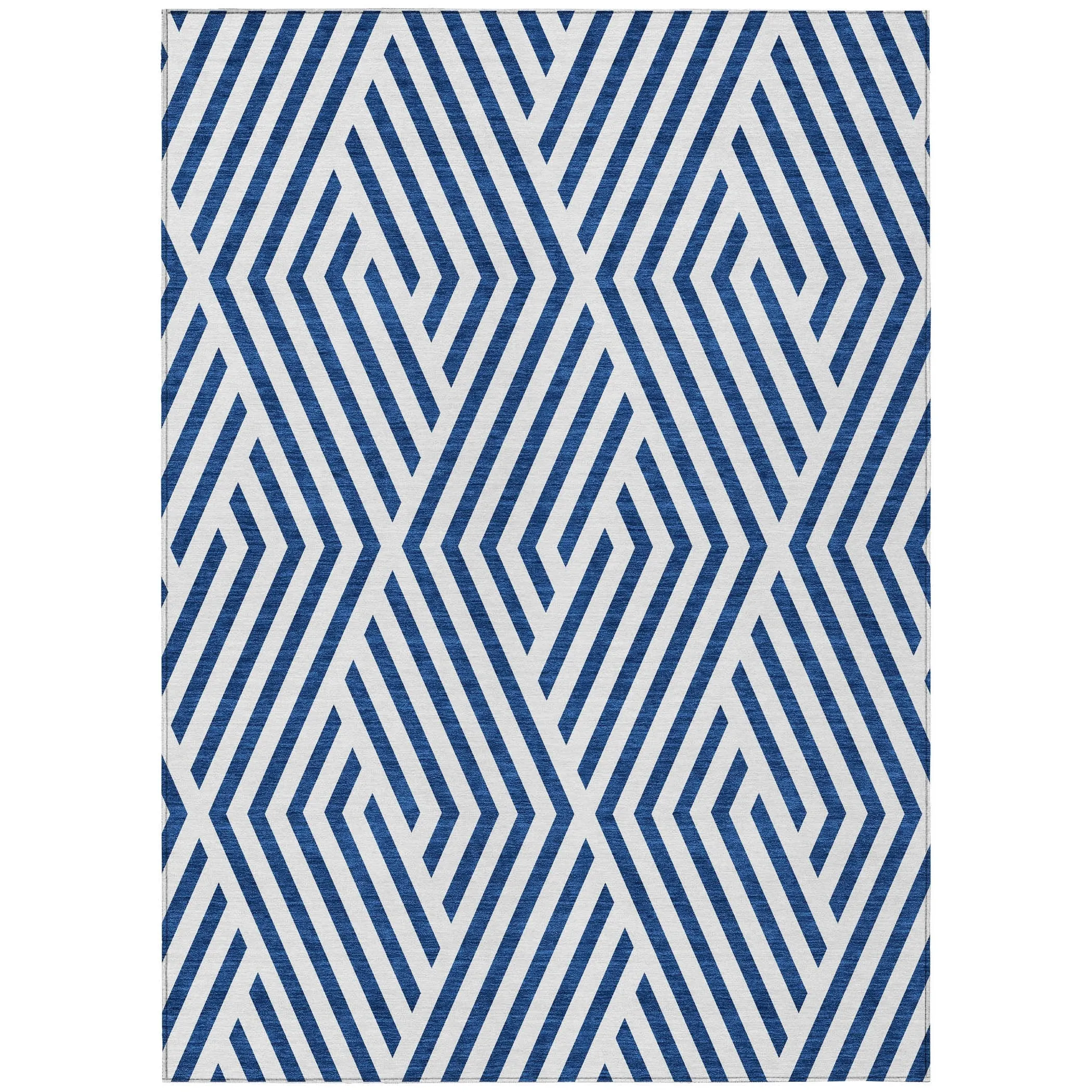 Machine Washable Indoor/ Outdoor Modern Diamonds Chantille Rug