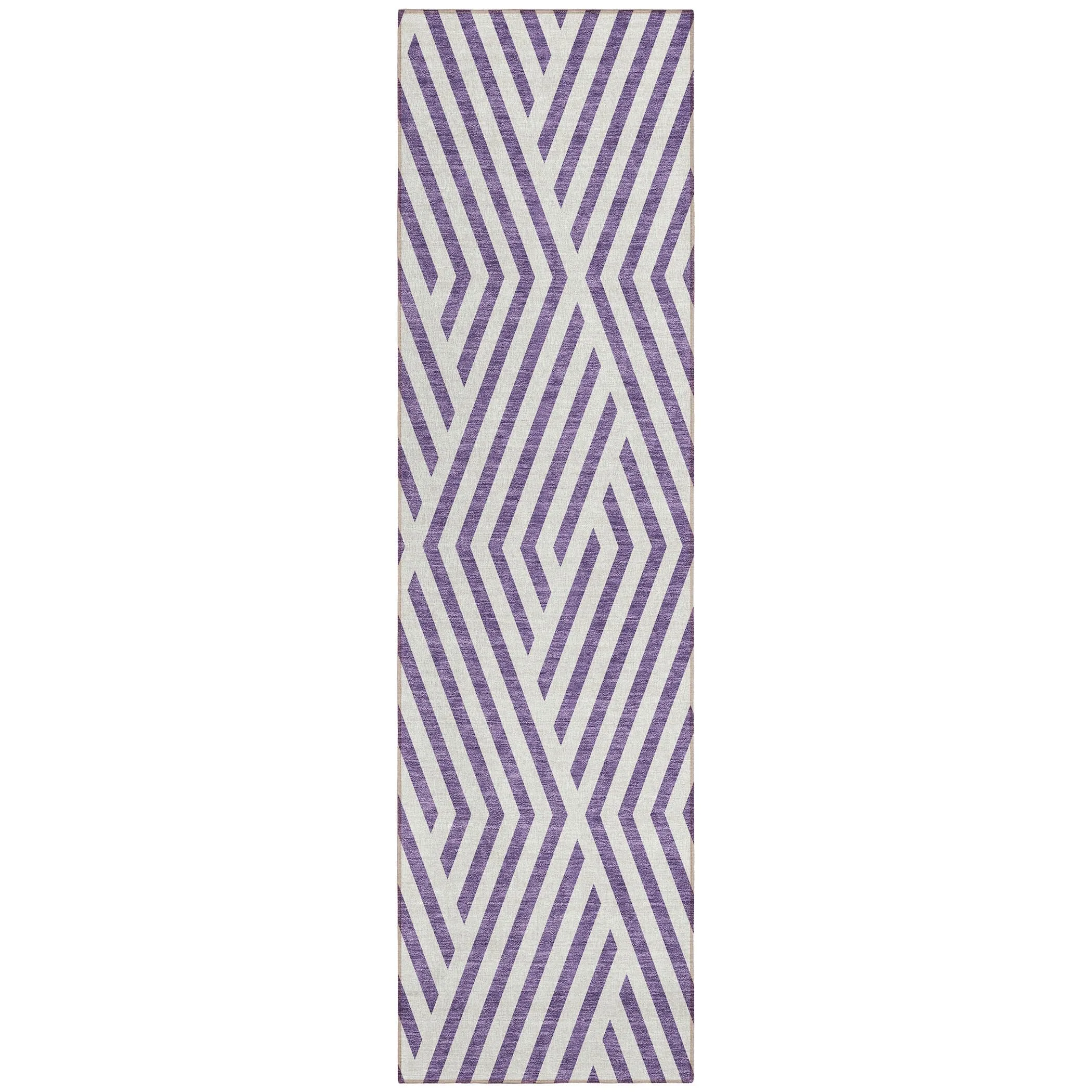 Machine Washable Indoor/ Outdoor Modern Diamonds Chantille Rug