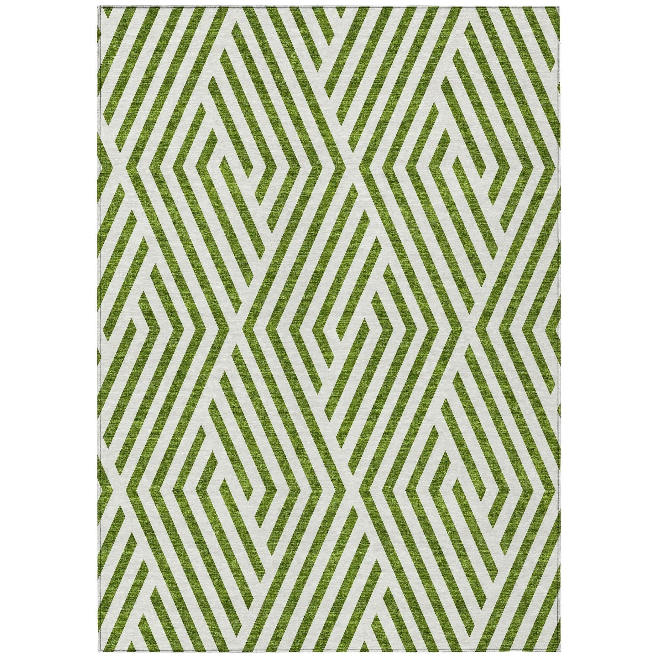 Machine Washable Indoor/ Outdoor Modern Diamonds Chantille Rug