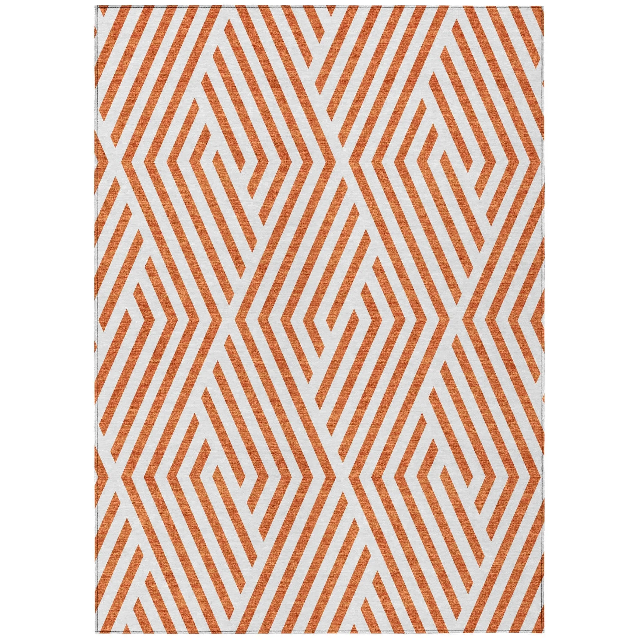 Machine Washable Indoor/ Outdoor Modern Diamonds Chantille Rug