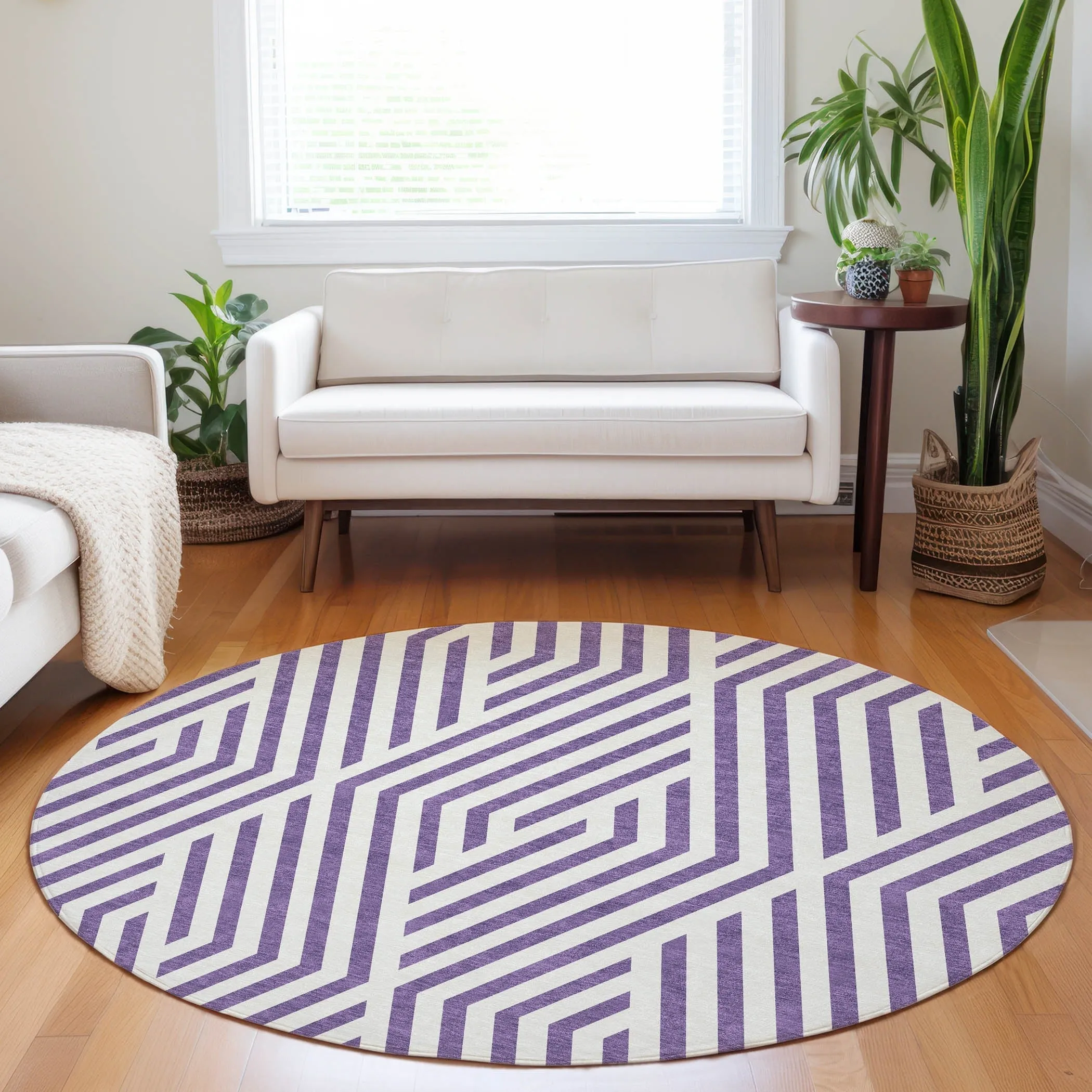 Machine Washable Indoor/ Outdoor Modern Diamonds Chantille Rug