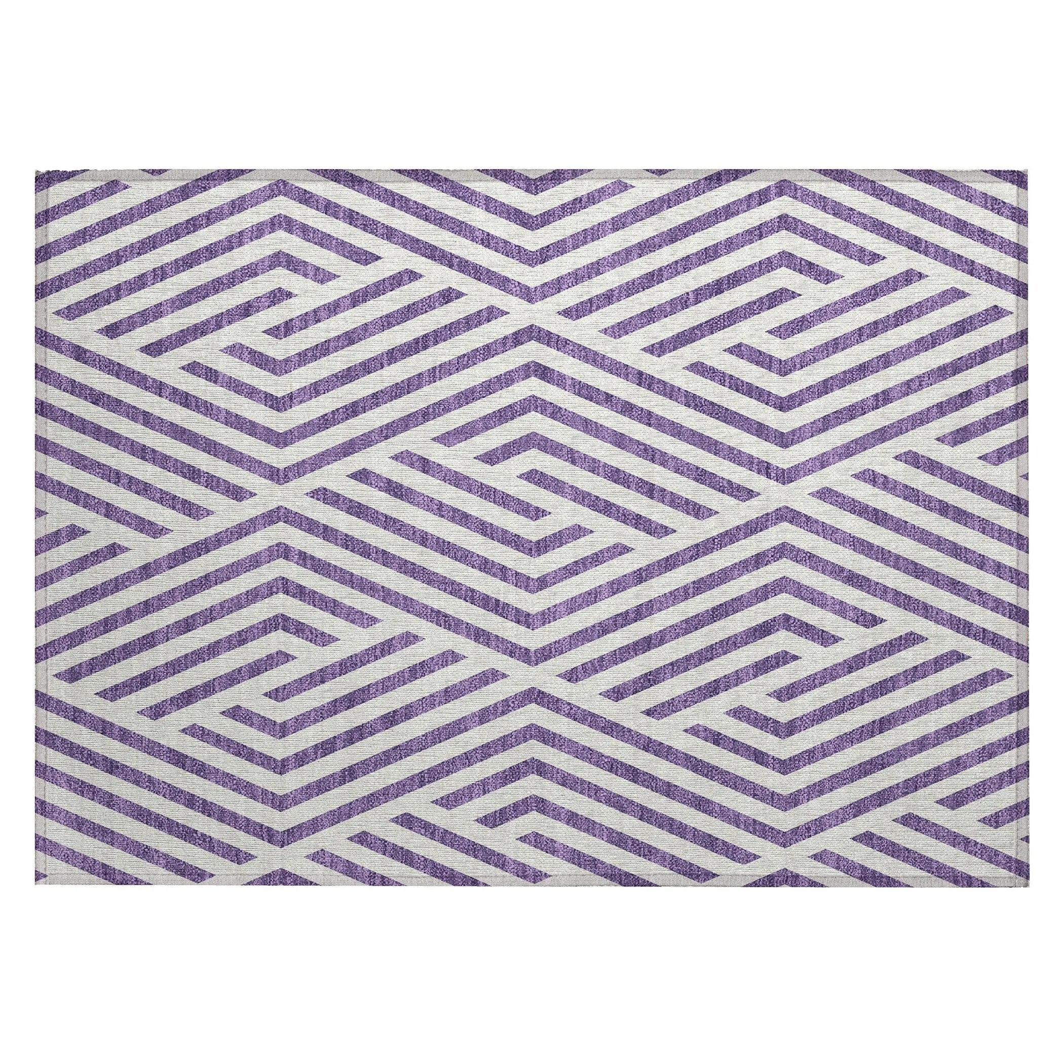 Machine Washable Indoor/ Outdoor Modern Diamonds Chantille Rug