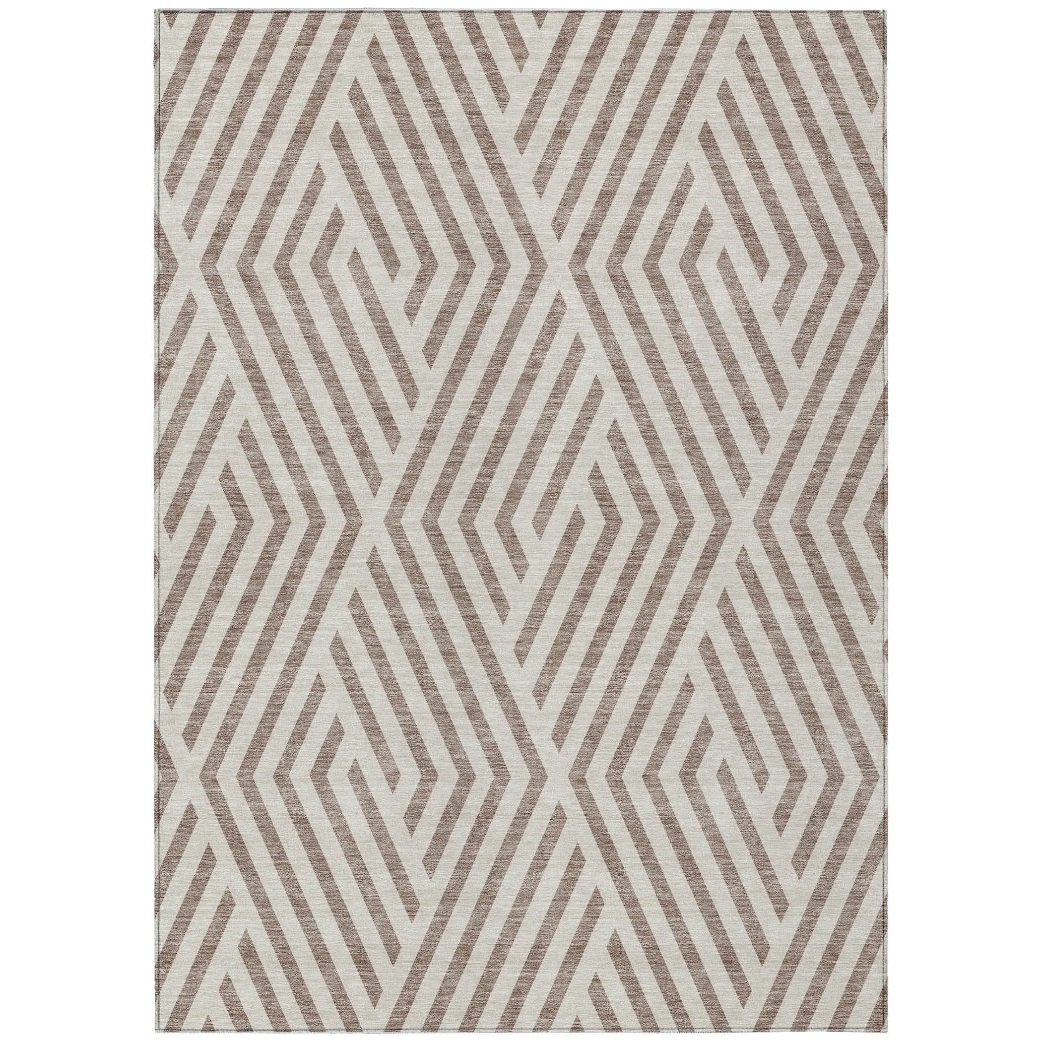 Machine Washable Indoor/ Outdoor Modern Diamonds Chantille Rug