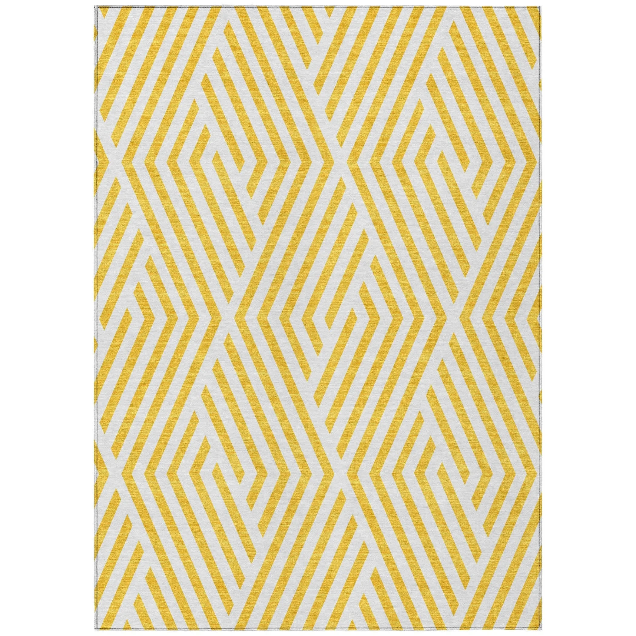 Machine Washable Indoor/ Outdoor Modern Diamonds Chantille Rug