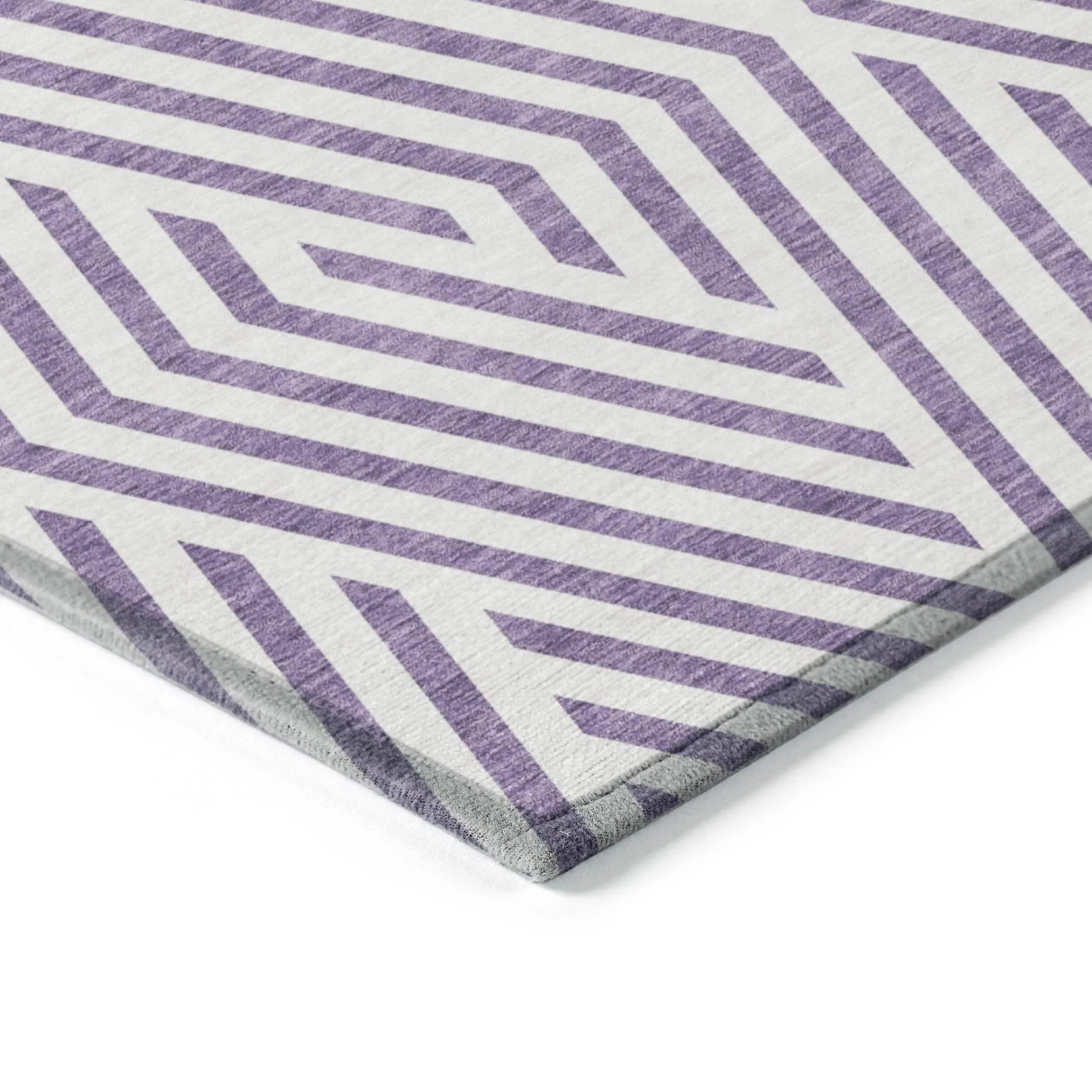 Machine Washable Indoor/ Outdoor Modern Diamonds Chantille Rug
