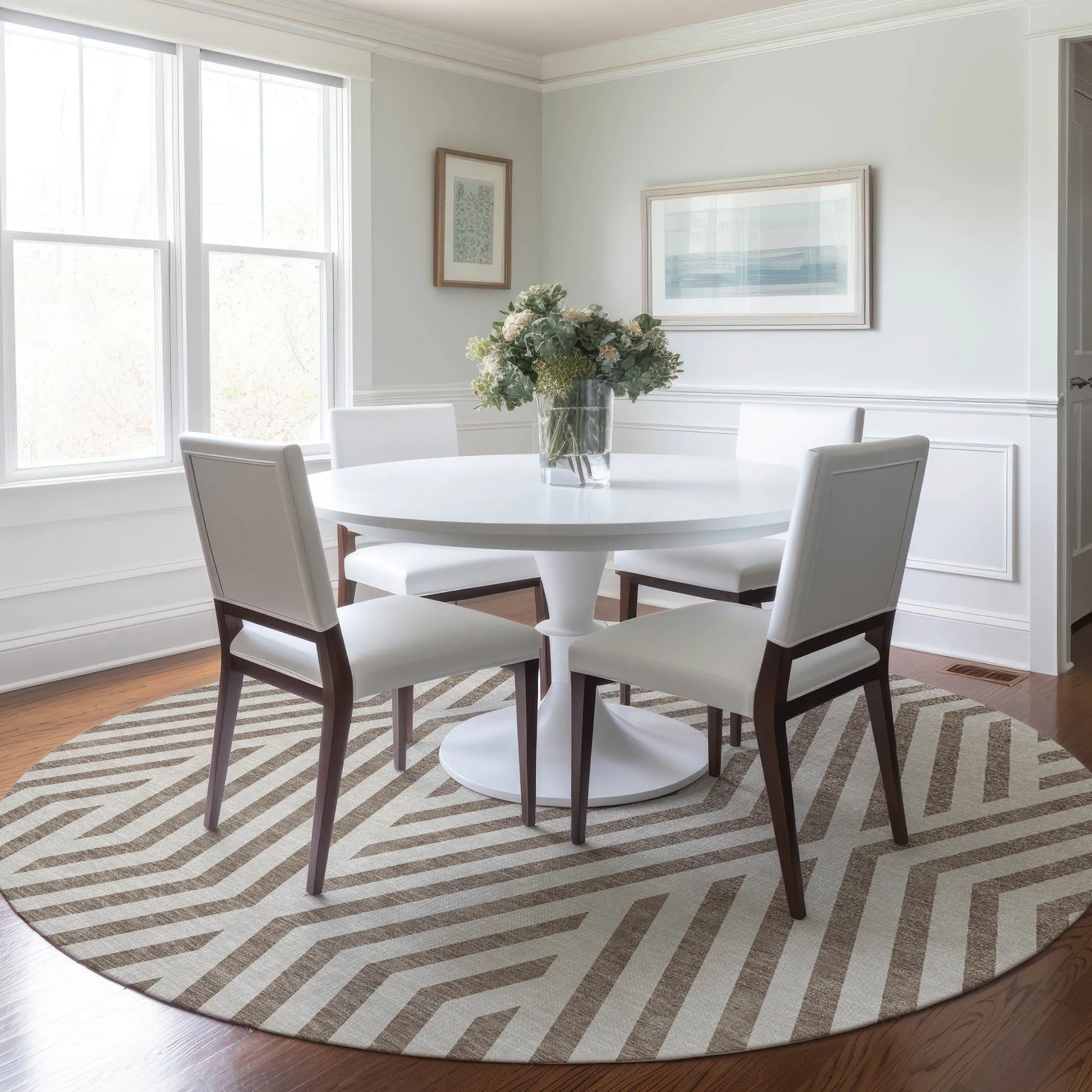 Machine Washable Indoor/ Outdoor Modern Diamonds Chantille Rug