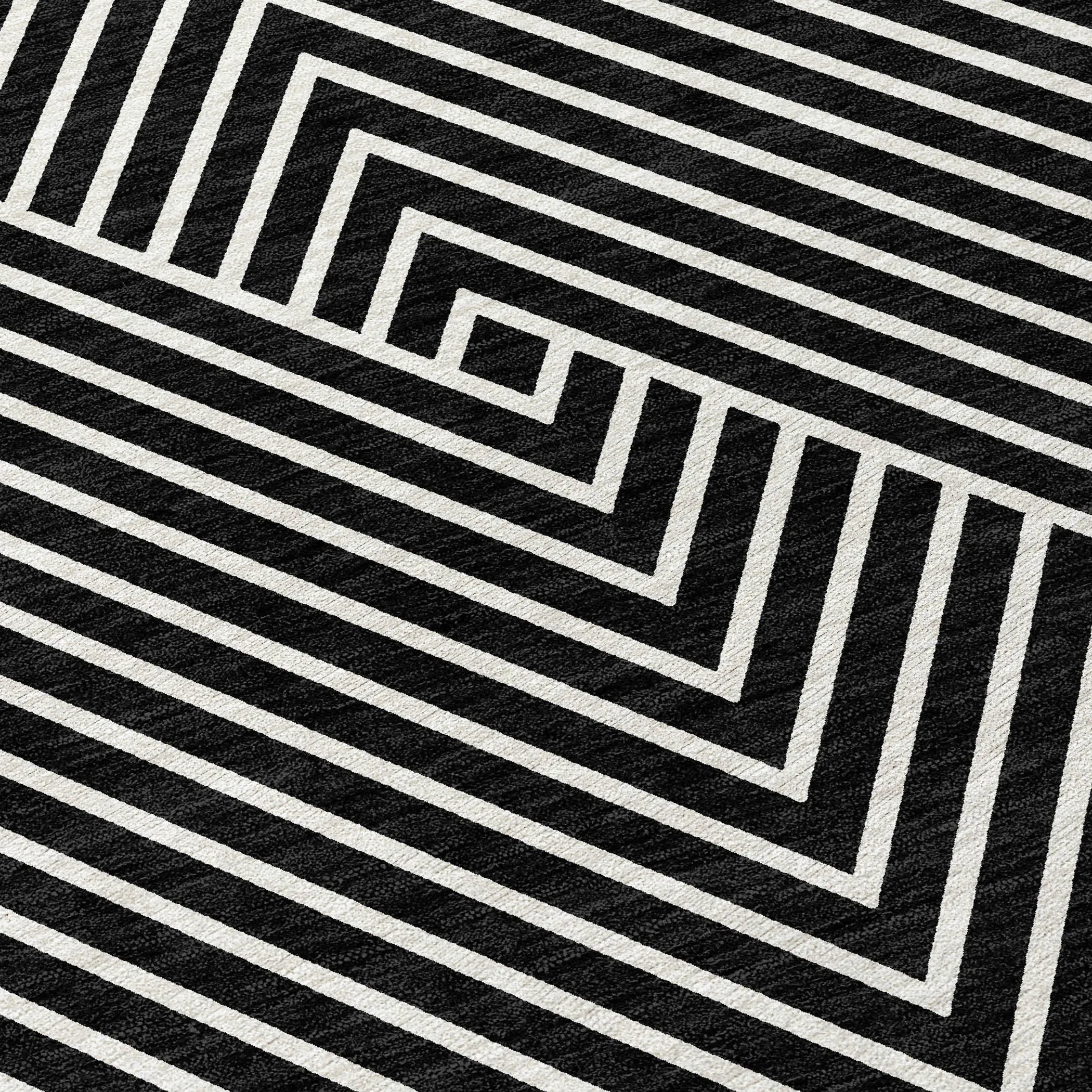 Machine Washable Indoor/ Outdoor Modern Geo Chantille Rug
