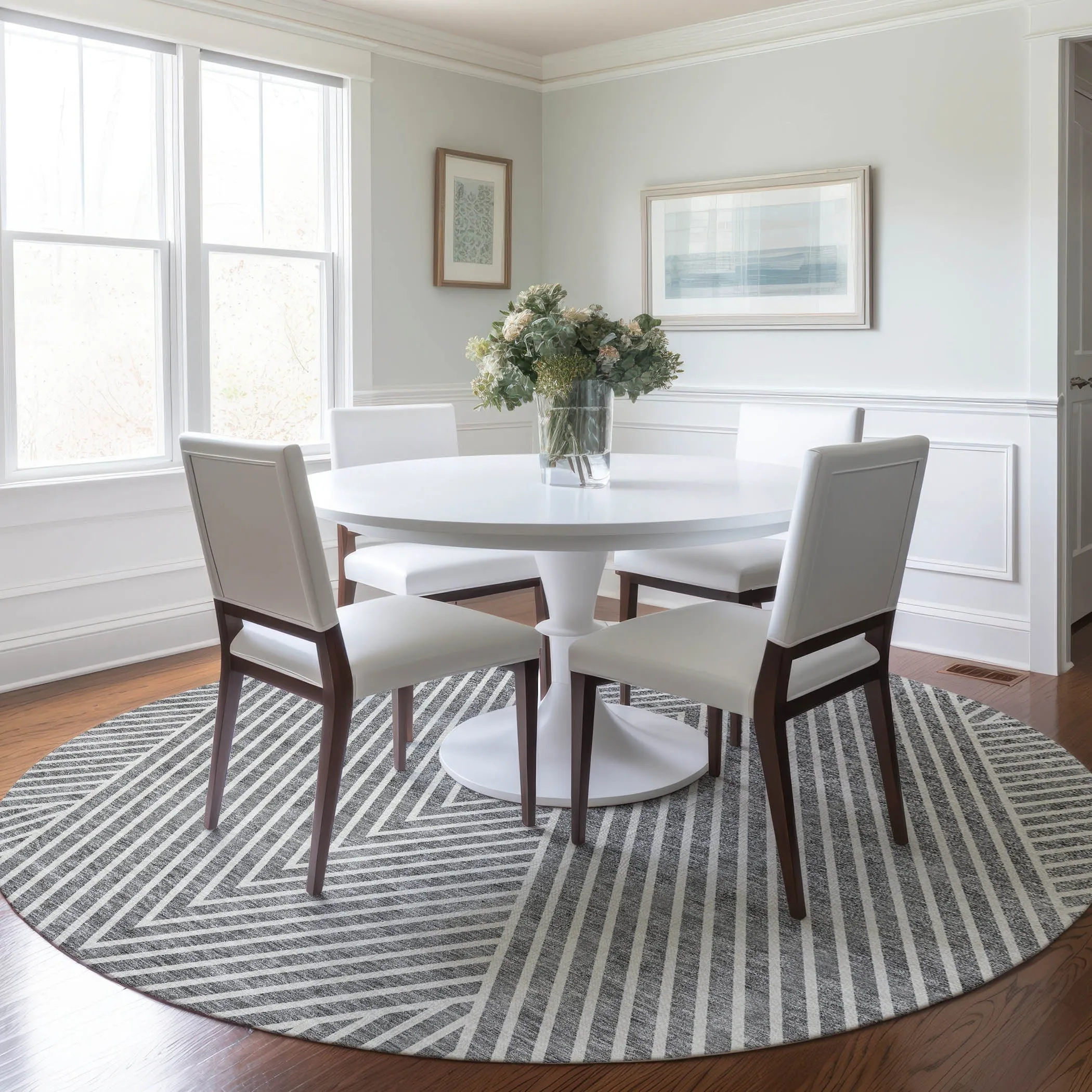 Machine Washable Indoor/ Outdoor Modern Geo Chantille Rug