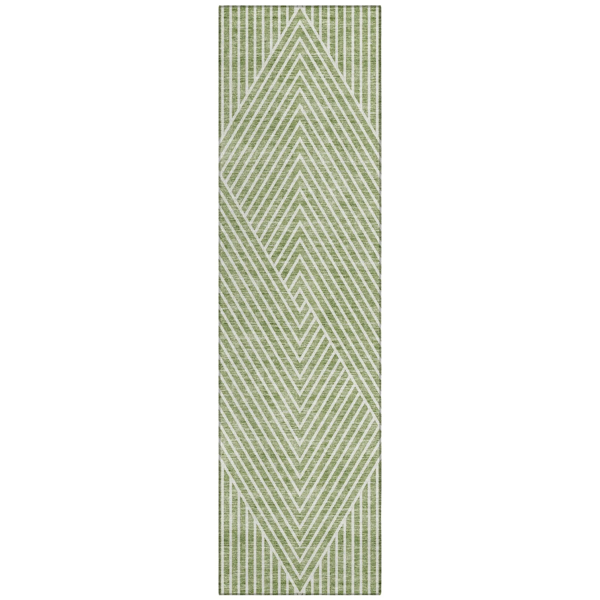 Machine Washable Indoor/ Outdoor Modern Geo Chantille Rug