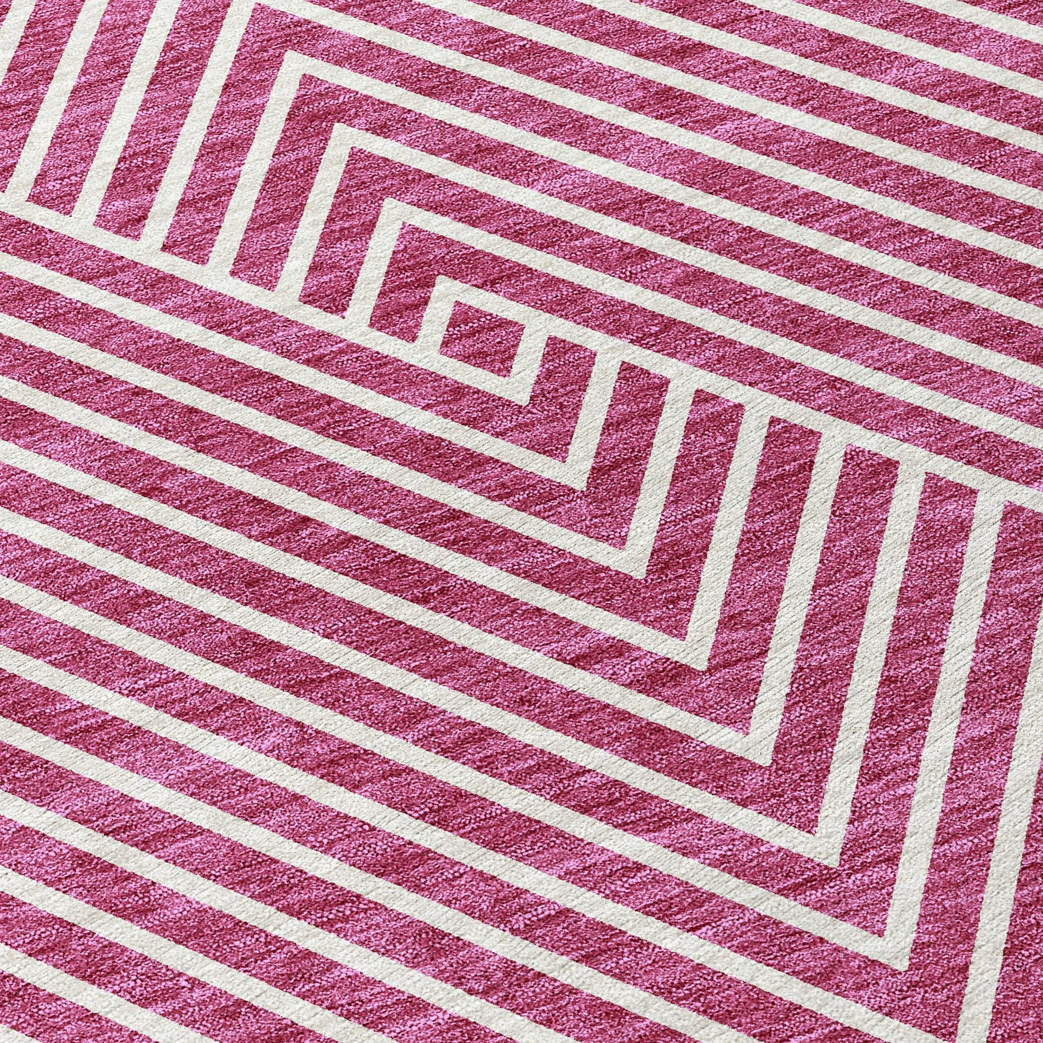 Machine Washable Indoor/ Outdoor Modern Geo Chantille Rug