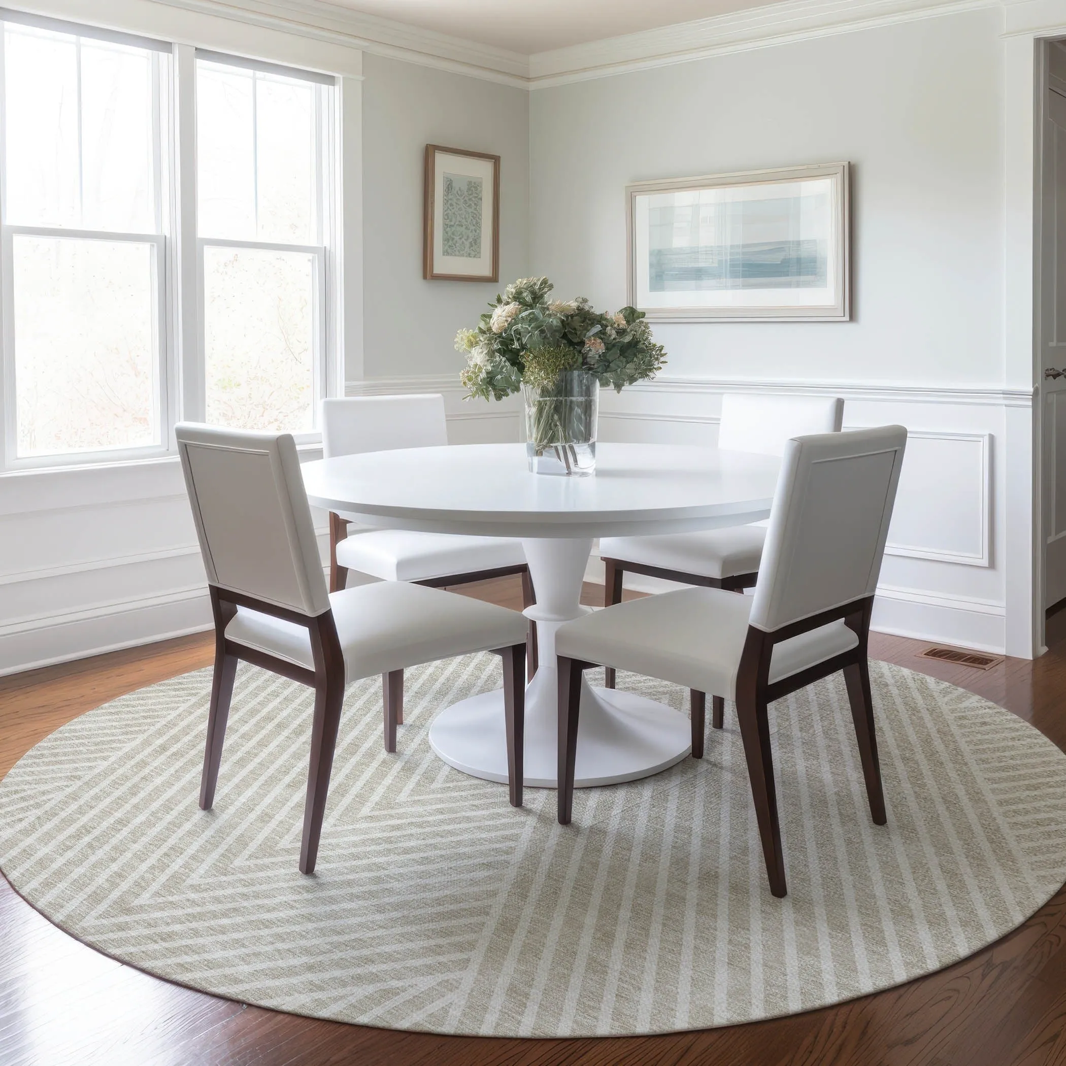 Machine Washable Indoor/ Outdoor Modern Geo Chantille Rug