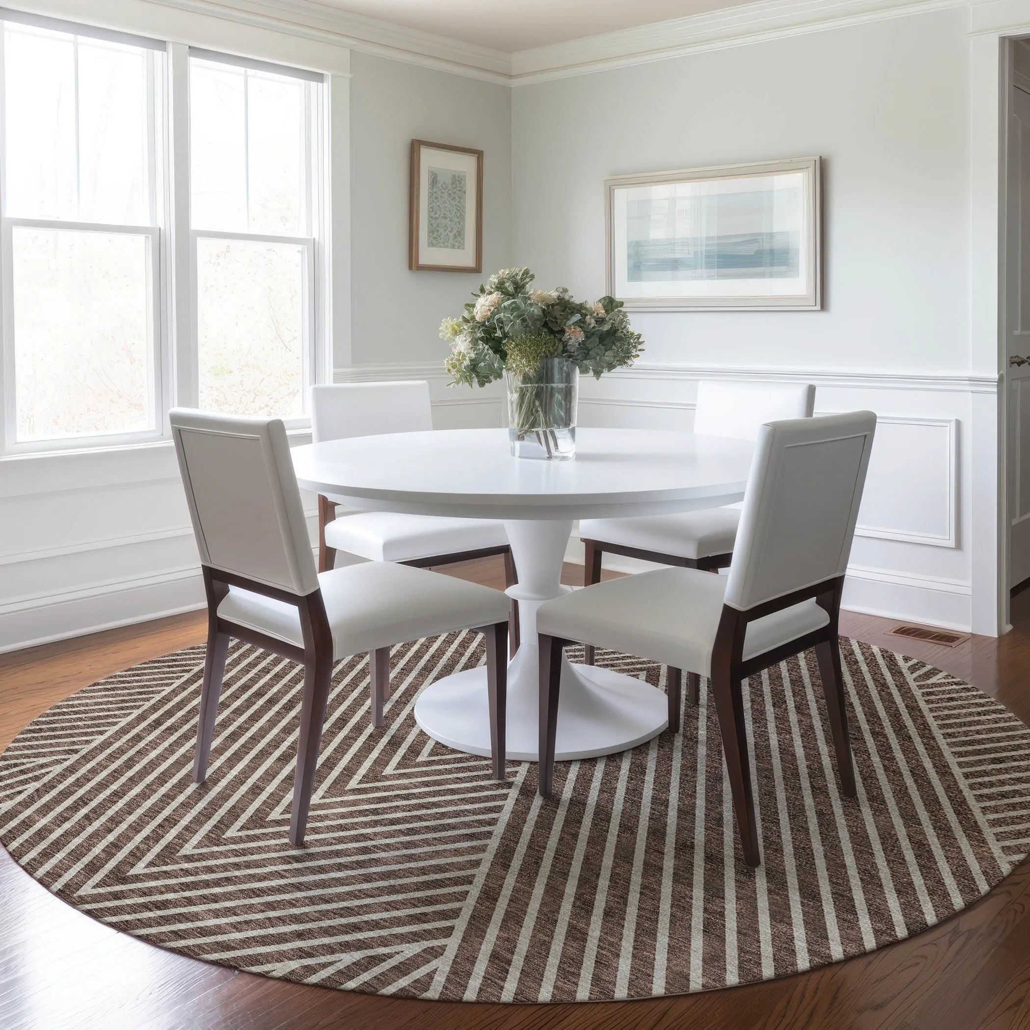 Machine Washable Indoor/ Outdoor Modern Geo Chantille Rug