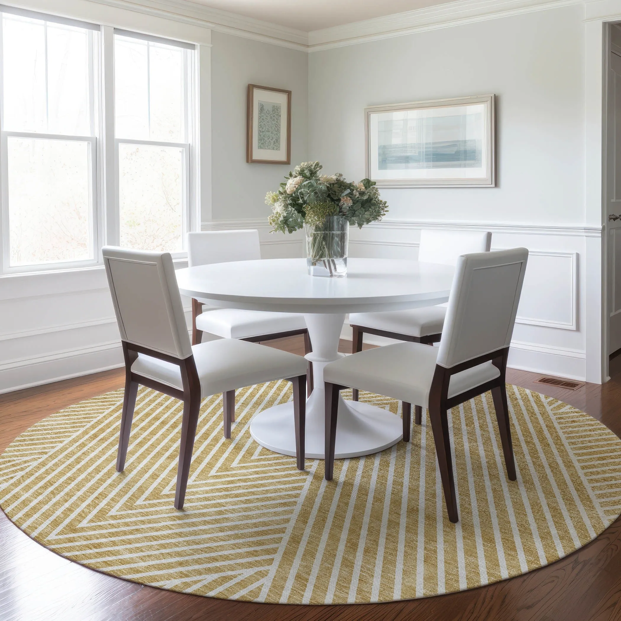 Machine Washable Indoor/ Outdoor Modern Geo Chantille Rug