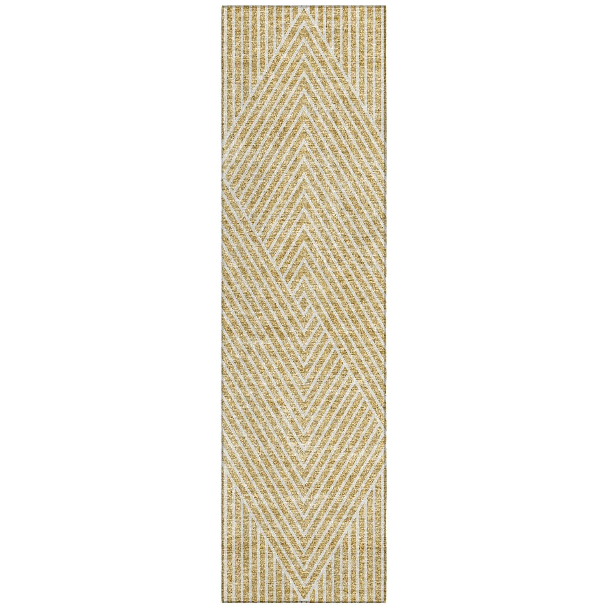 Machine Washable Indoor/ Outdoor Modern Geo Chantille Rug