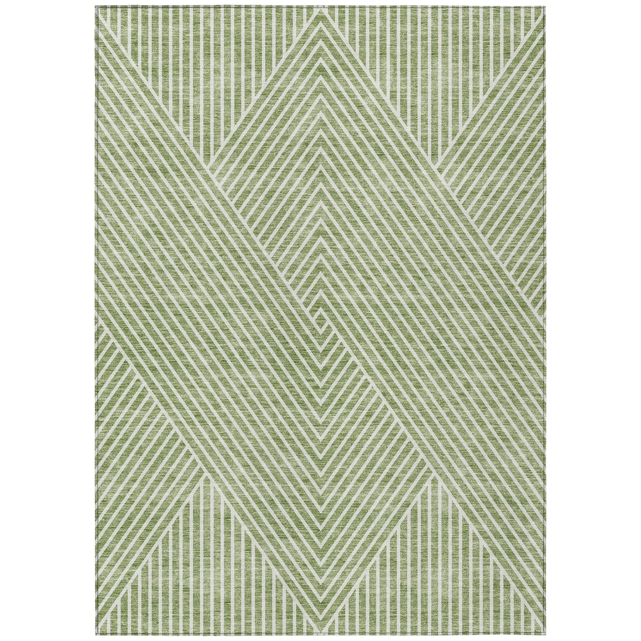 Machine Washable Indoor/ Outdoor Modern Geo Chantille Rug