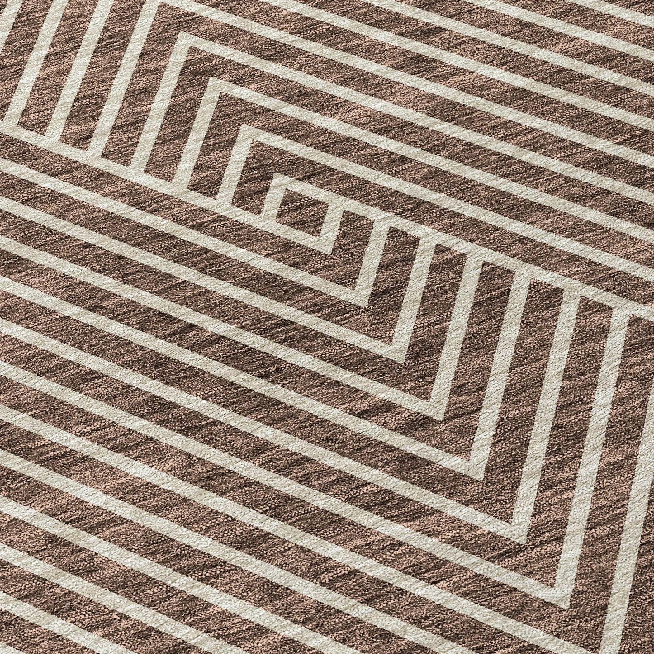 Machine Washable Indoor/ Outdoor Modern Geo Chantille Rug