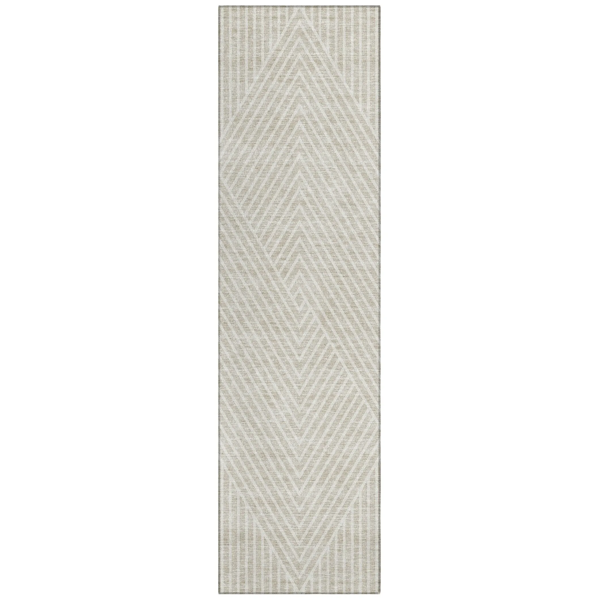 Machine Washable Indoor/ Outdoor Modern Geo Chantille Rug