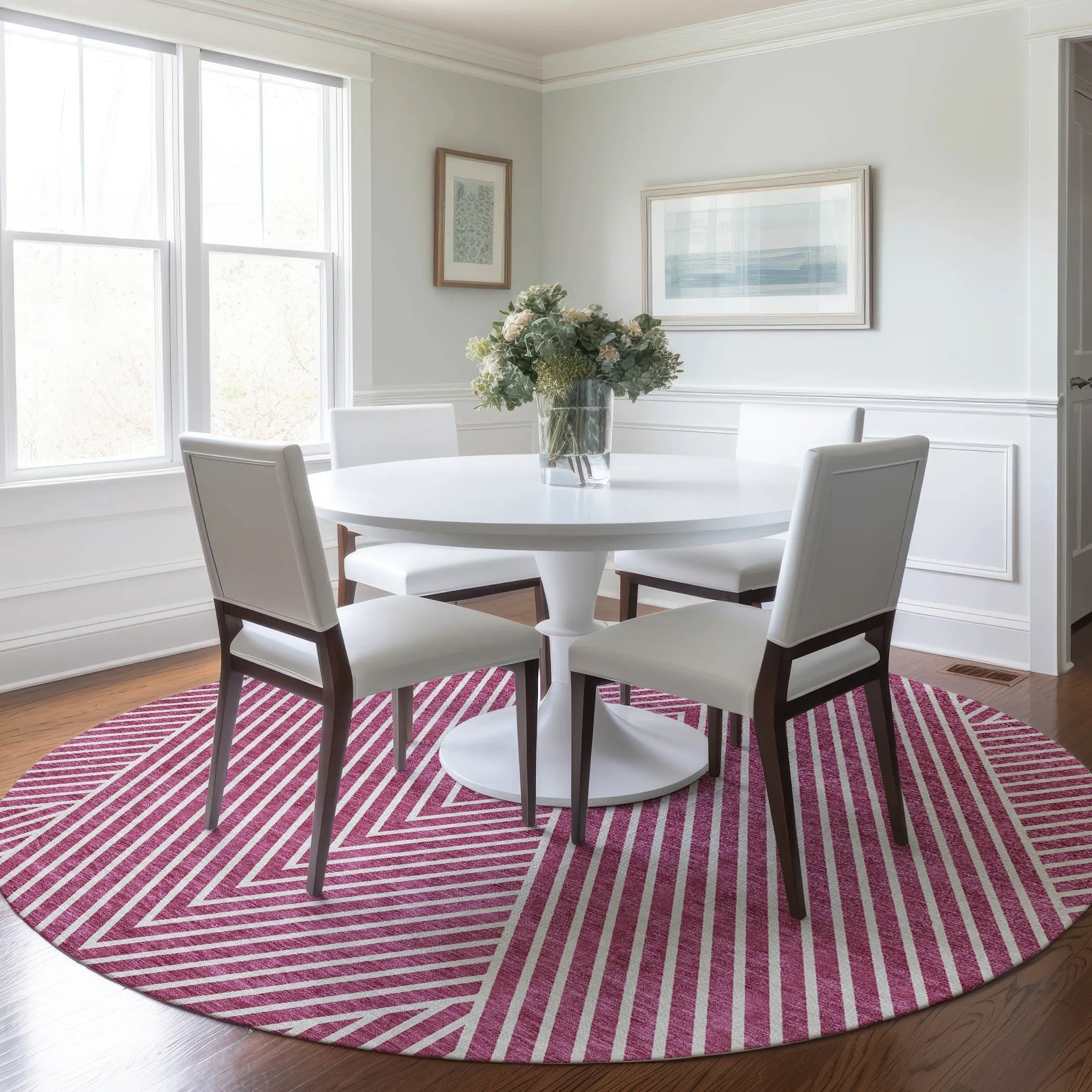 Machine Washable Indoor/ Outdoor Modern Geo Chantille Rug