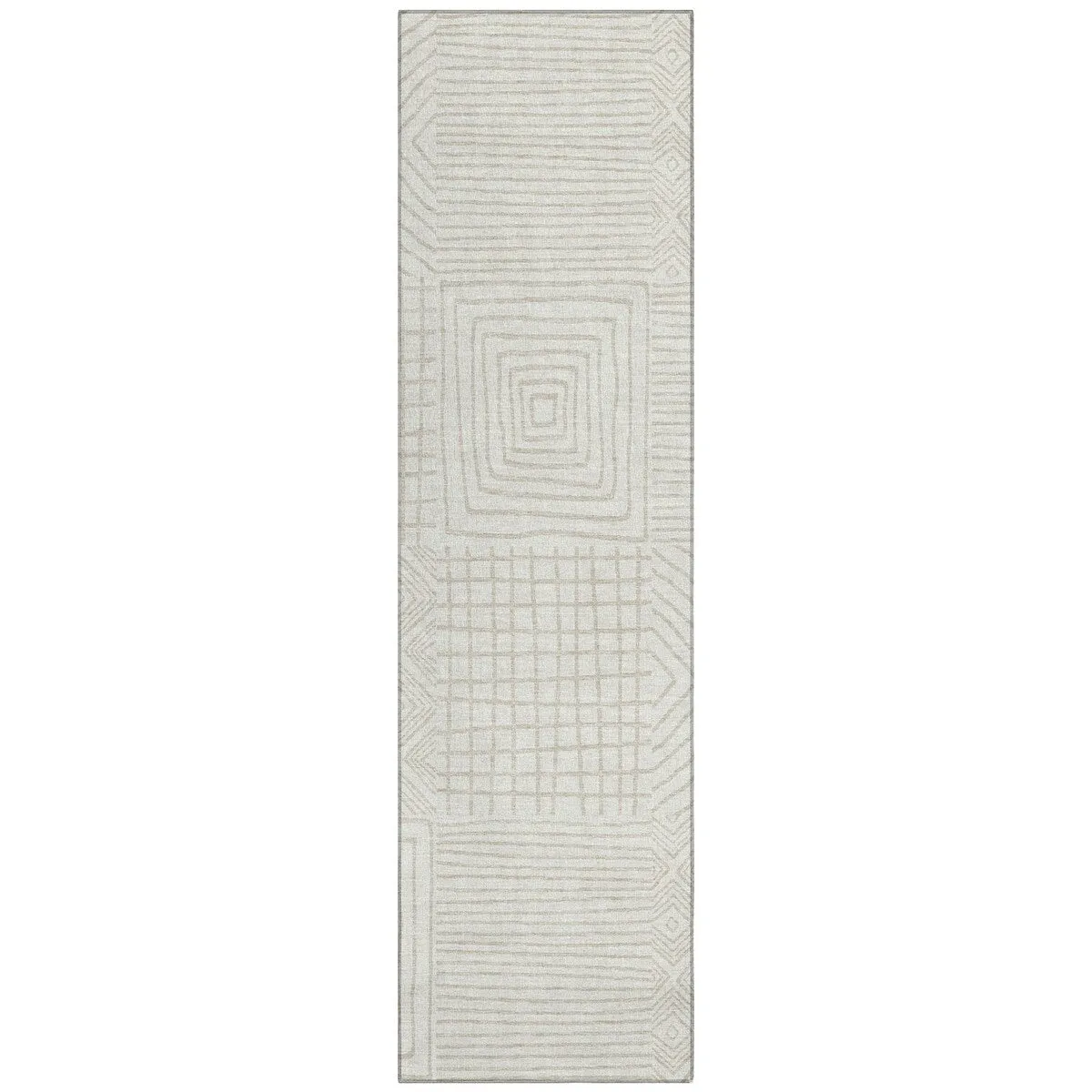 Machine Washable Indoor/ Outdoor Modern Mosaic Chantille Rug