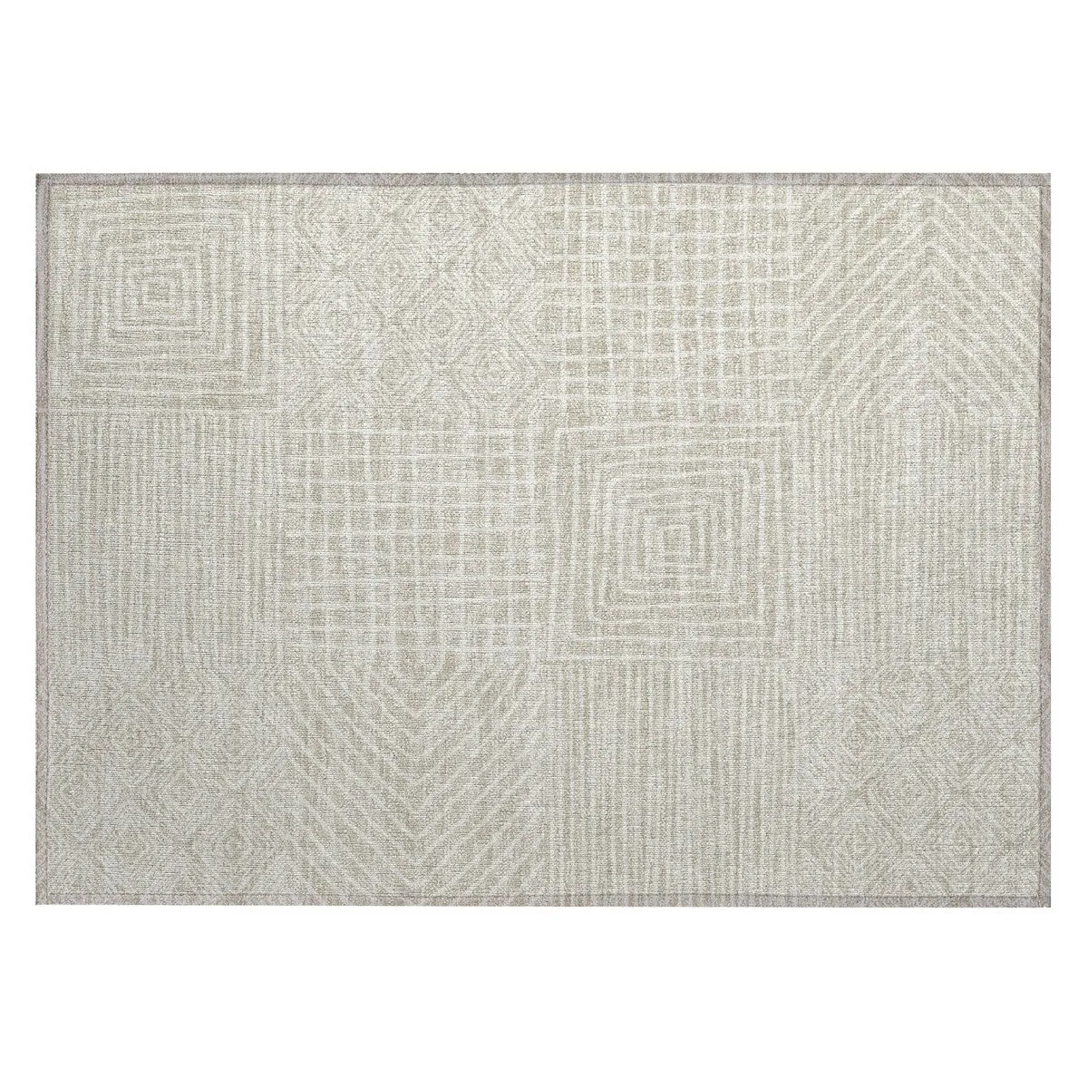 Machine Washable Indoor/ Outdoor Modern Mosaic Chantille Rug
