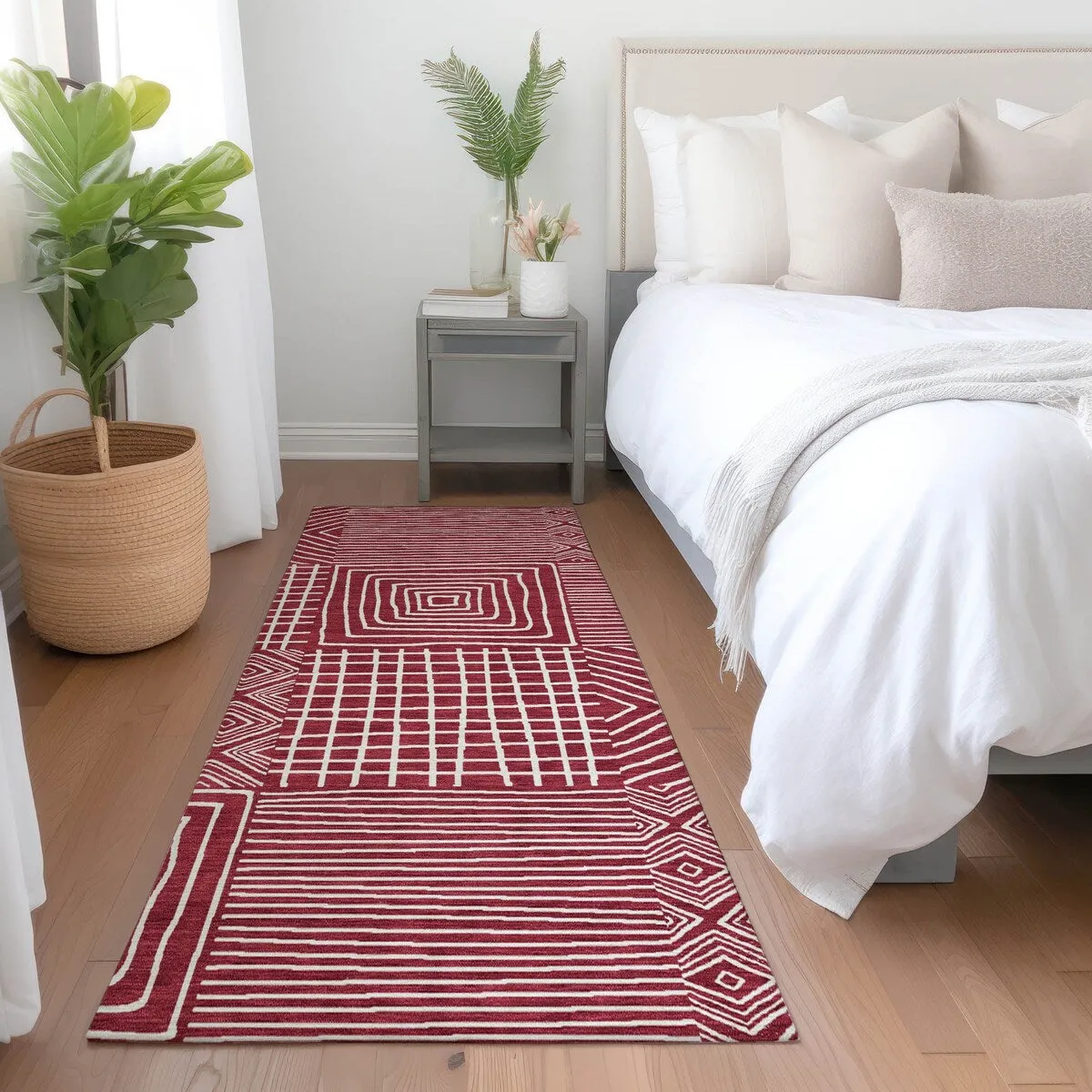 Machine Washable Indoor/ Outdoor Modern Mosaic Chantille Rug