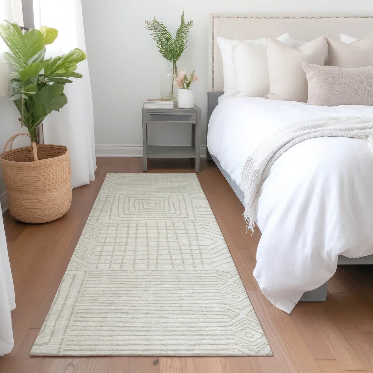 Machine Washable Indoor/ Outdoor Modern Mosaic Chantille Rug
