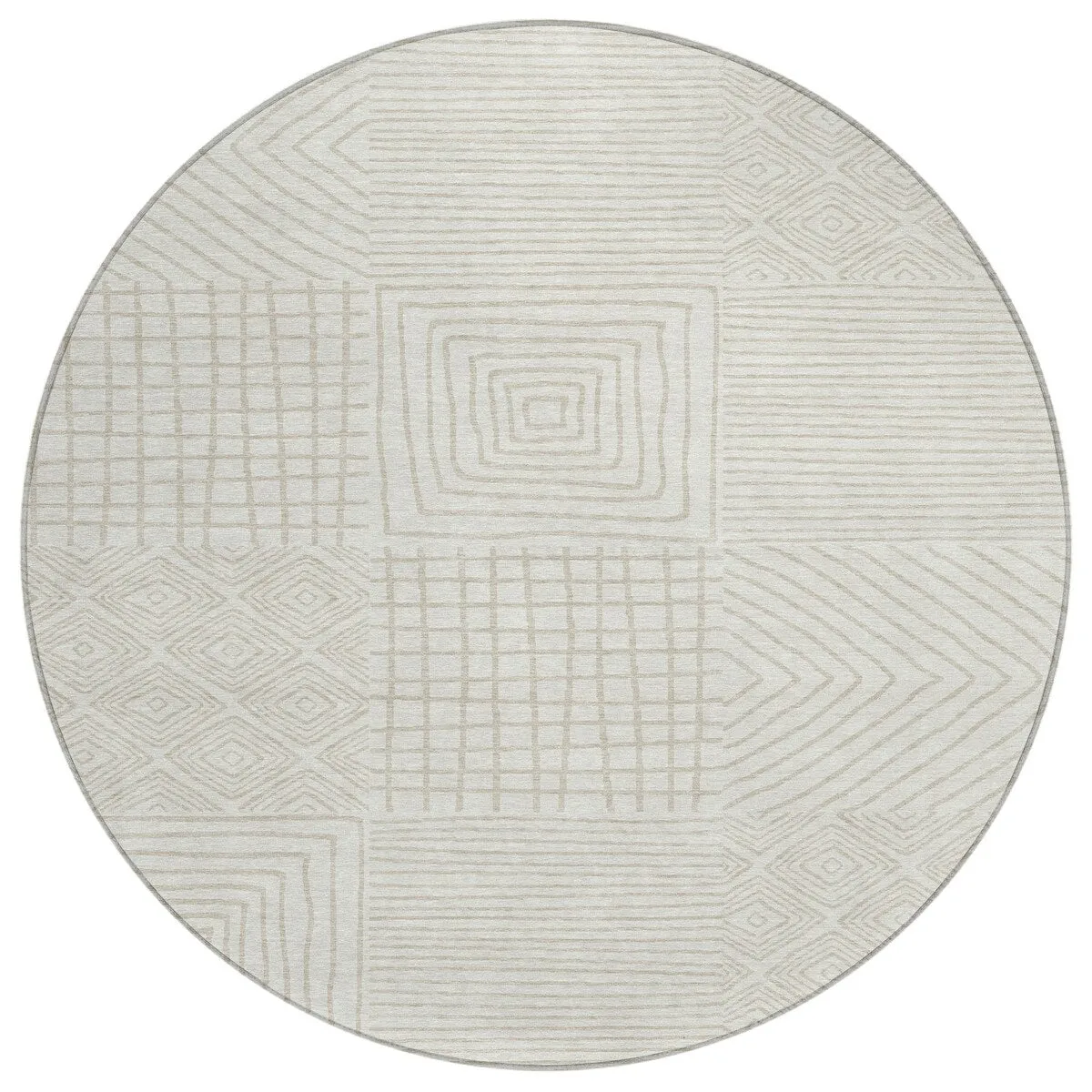 Machine Washable Indoor/ Outdoor Modern Mosaic Chantille Rug