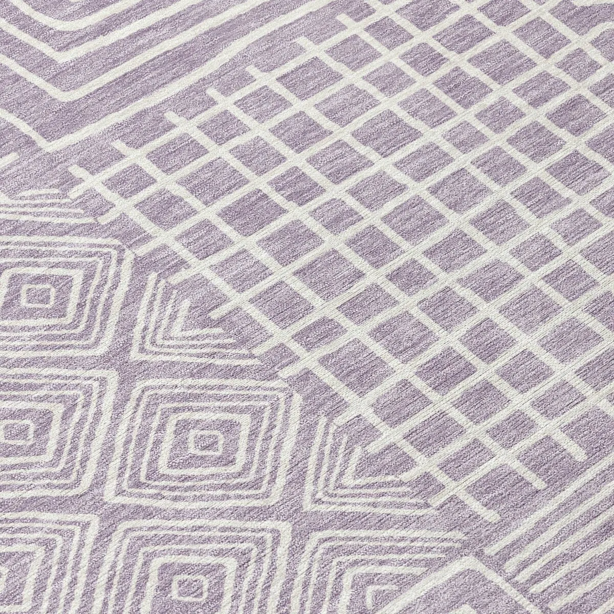 Machine Washable Indoor/ Outdoor Modern Mosaic Chantille Rug
