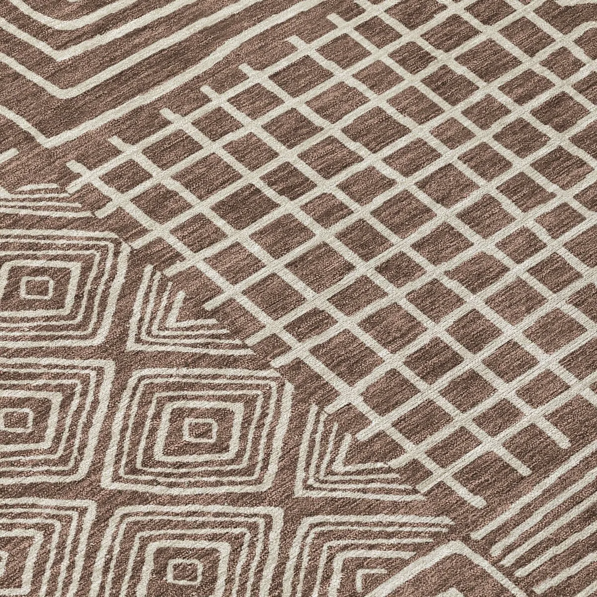 Machine Washable Indoor/ Outdoor Modern Mosaic Chantille Rug