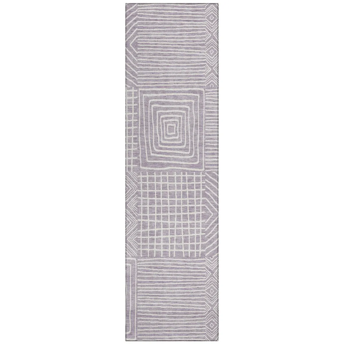 Machine Washable Indoor/ Outdoor Modern Mosaic Chantille Rug