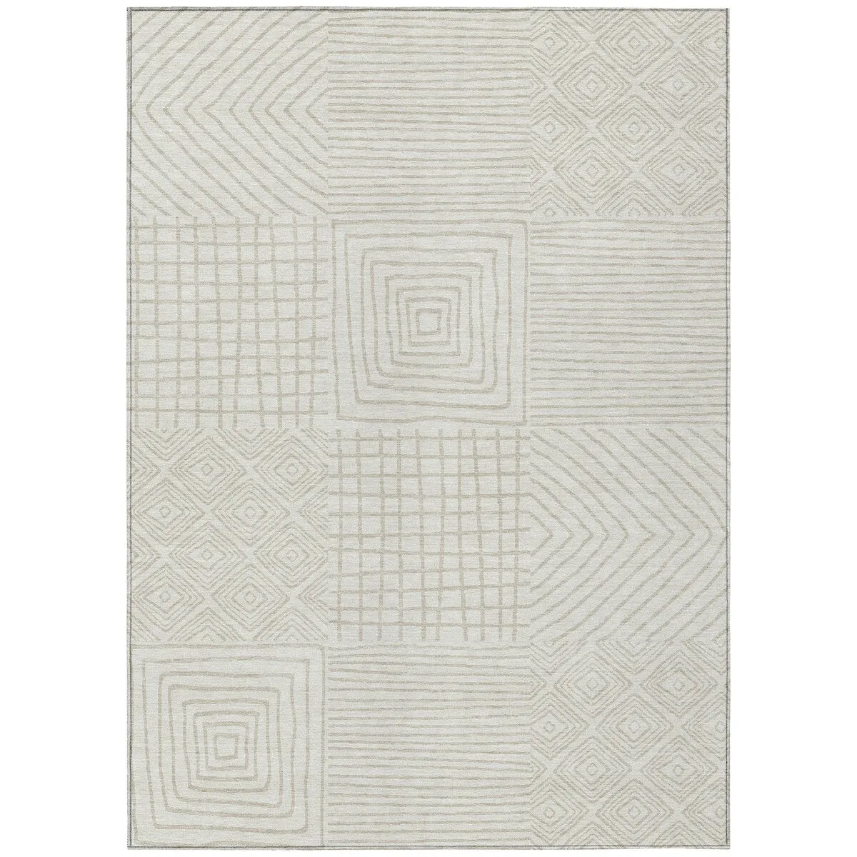Machine Washable Indoor/ Outdoor Modern Mosaic Chantille Rug