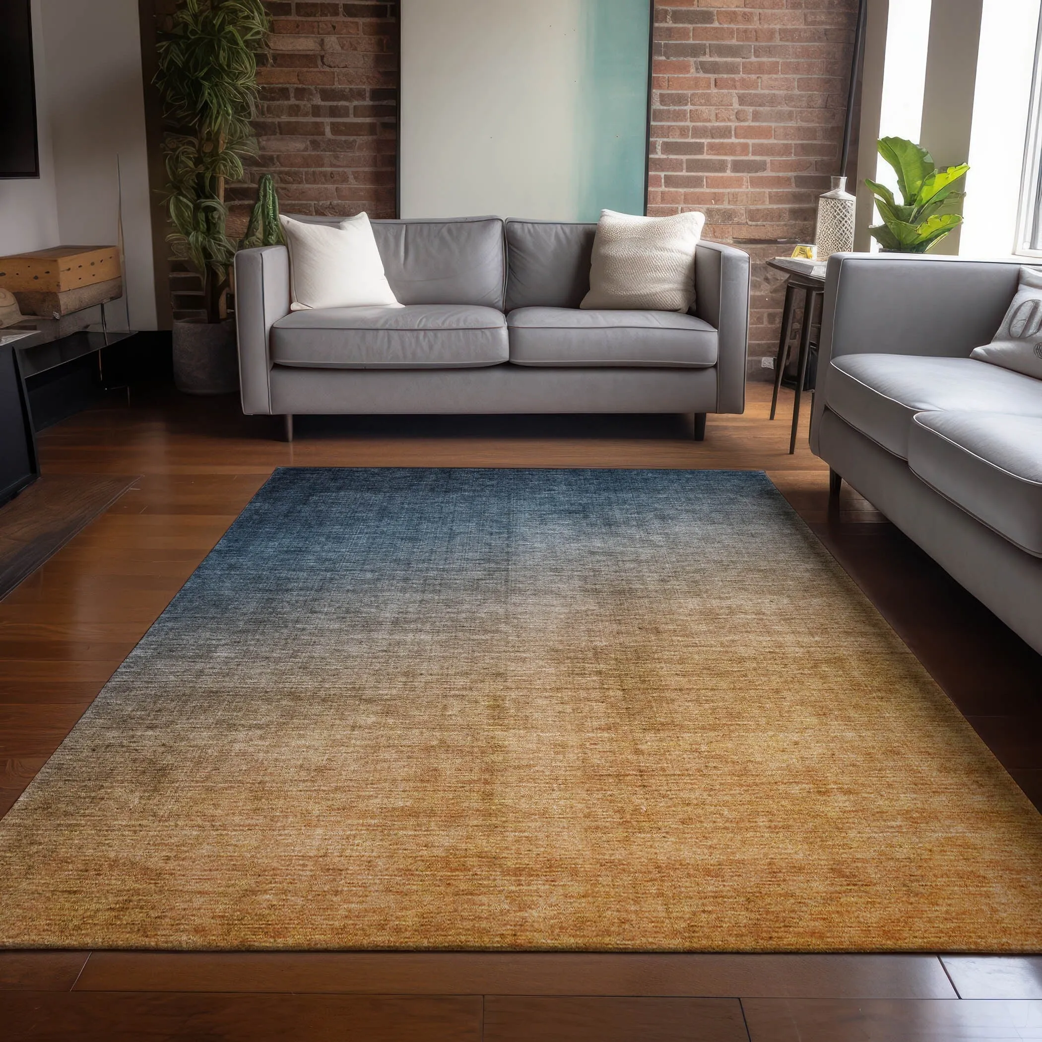 Machine Washable Indoor/ Outdoor Modern Ombre Chantille Rug