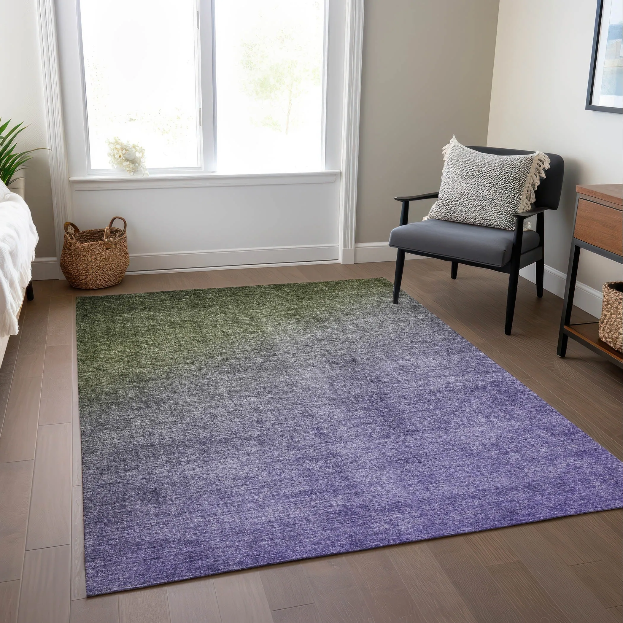 Machine Washable Indoor/ Outdoor Modern Ombre Chantille Rug