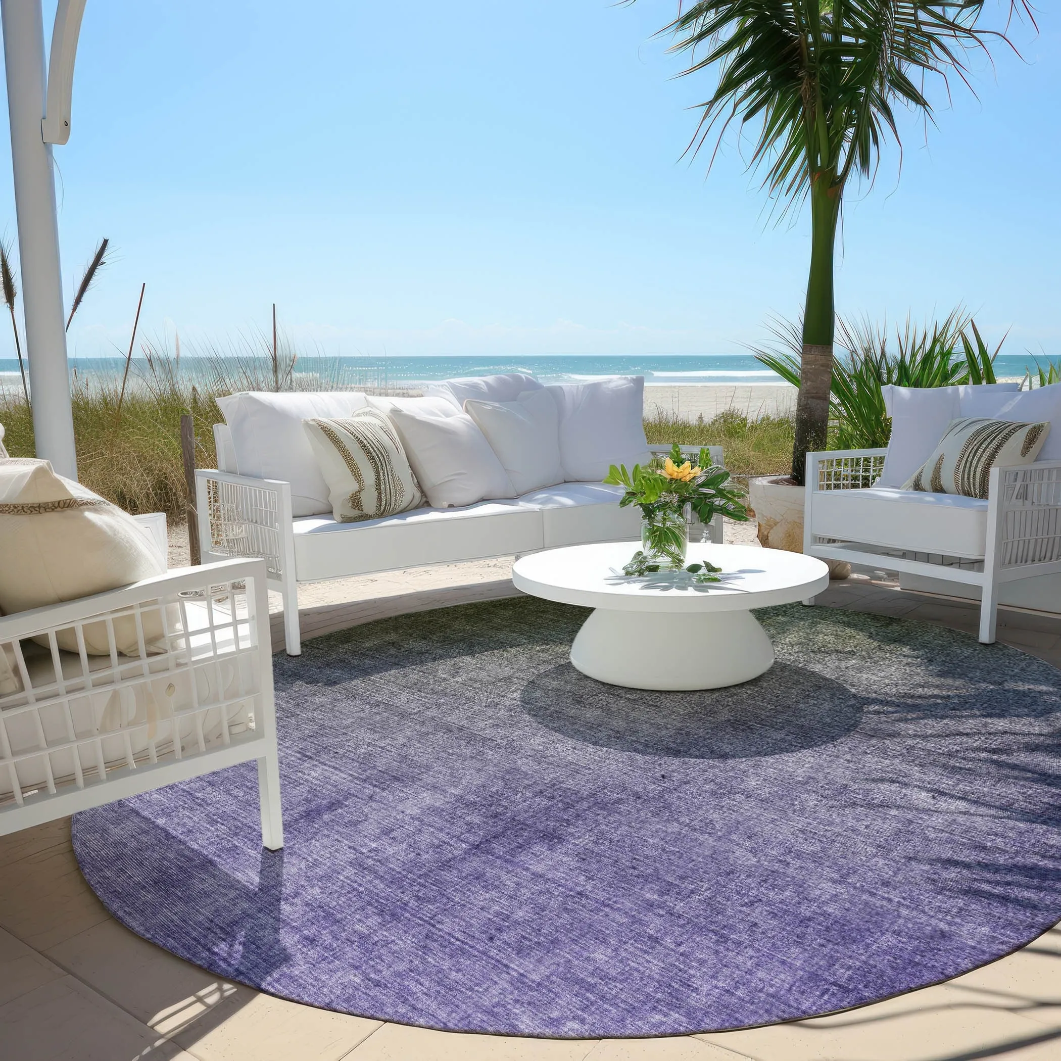 Machine Washable Indoor/ Outdoor Modern Ombre Chantille Rug