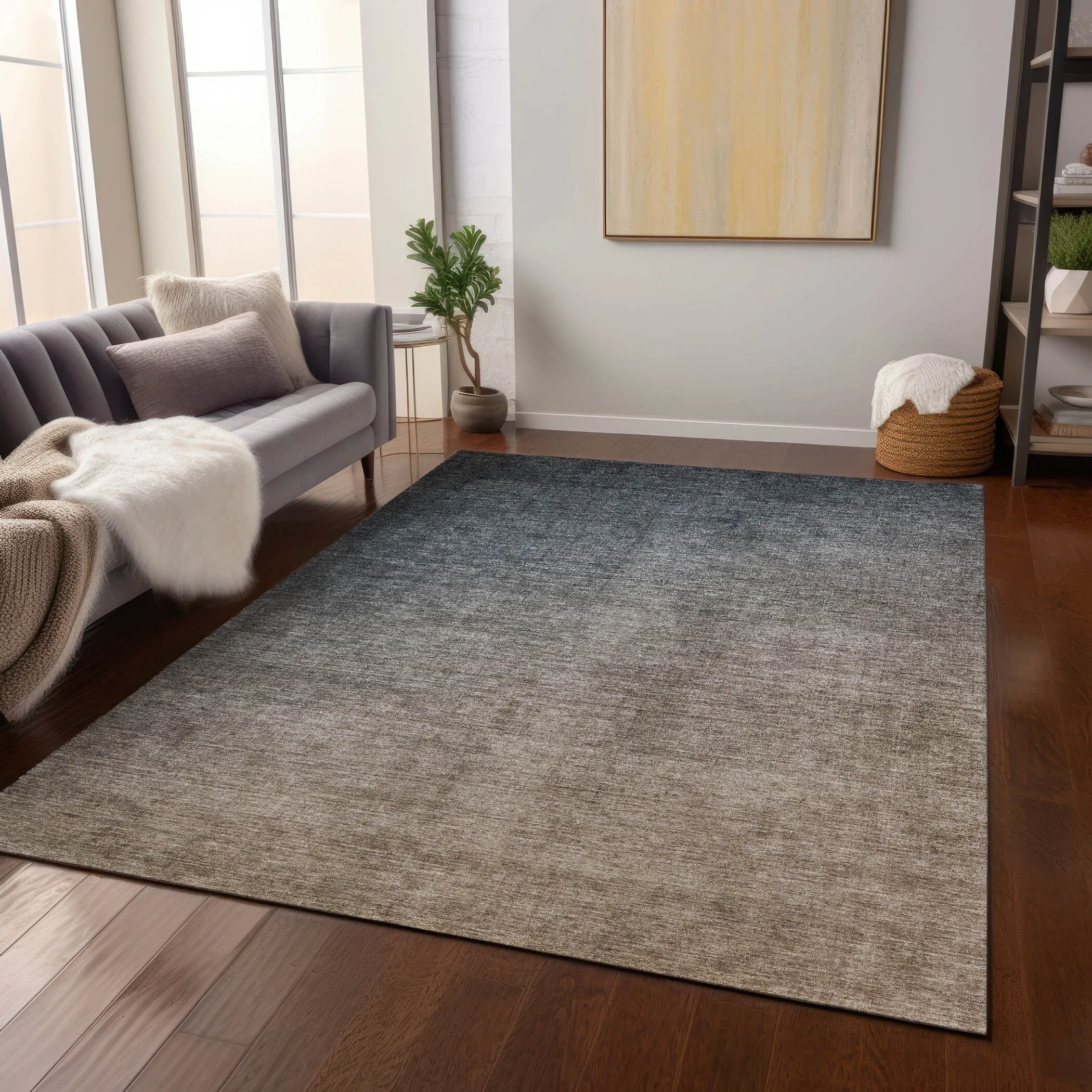 Machine Washable Indoor/ Outdoor Modern Ombre Chantille Rug